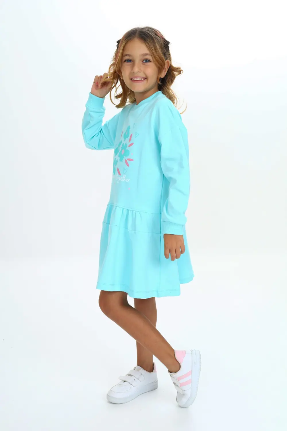 Toontoy Kız Çocuk Baskılı Elbise