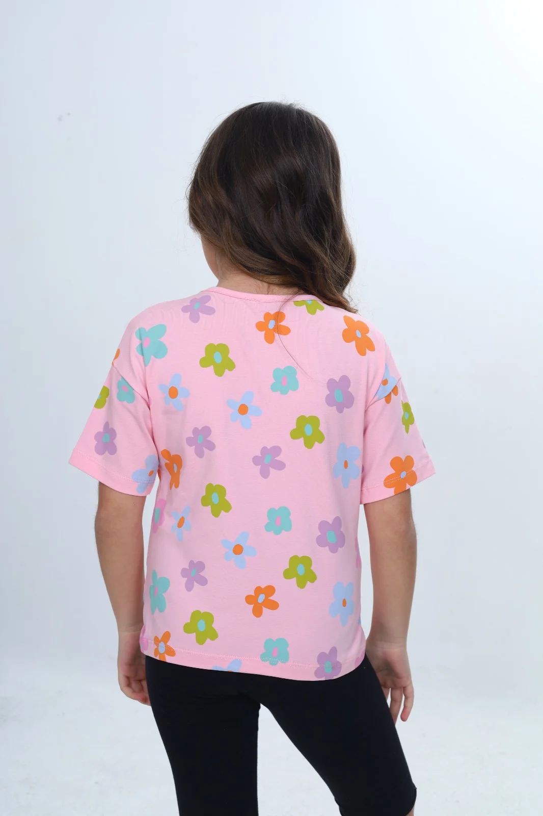Toontoy Kız Çocuk Bisiklet Yaka Kısa Kollu Baskılı Tişört 24980
