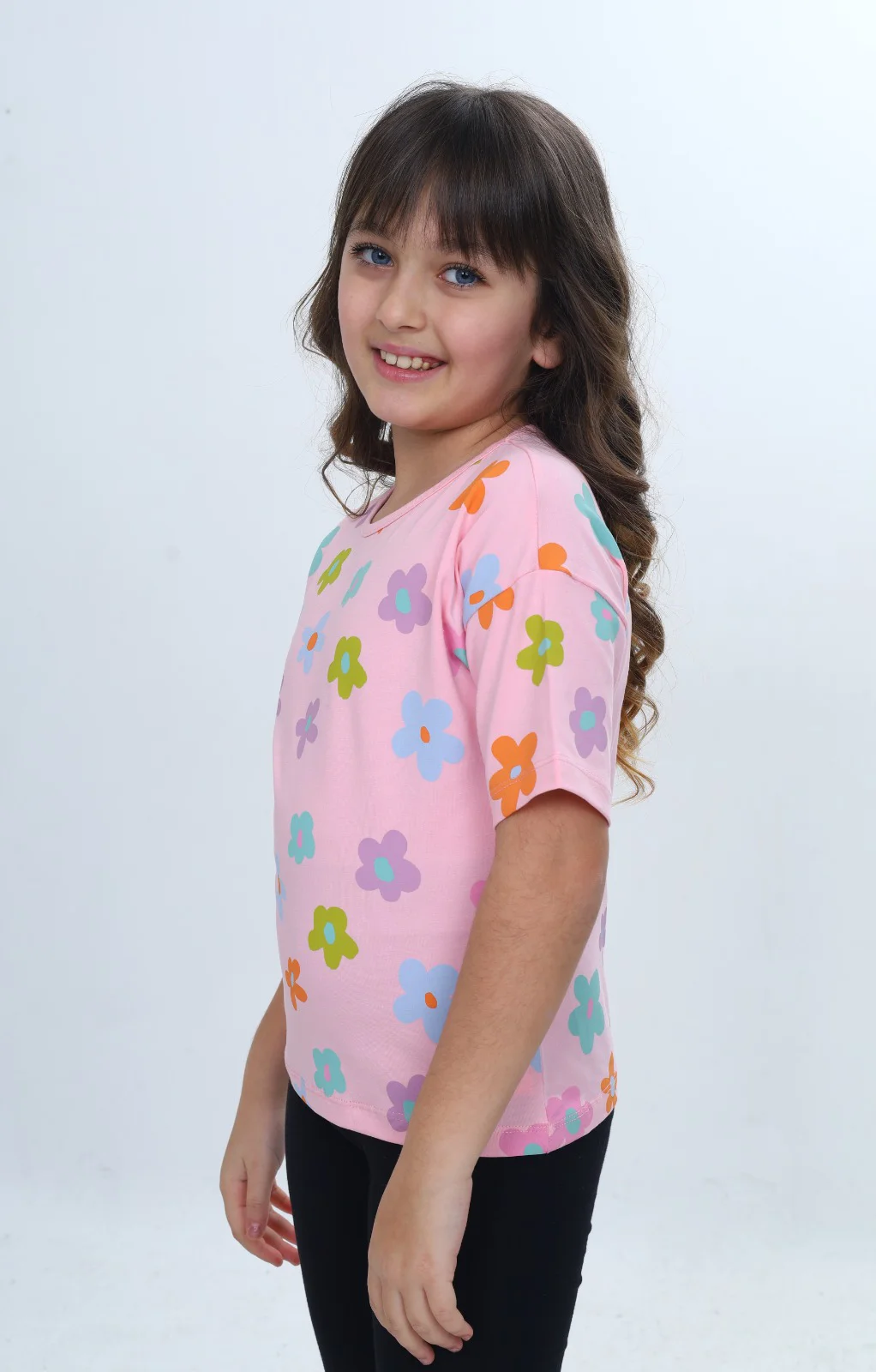 Toontoy Kız Çocuk Bisiklet Yaka Kısa Kollu Baskılı Tişört 24980
