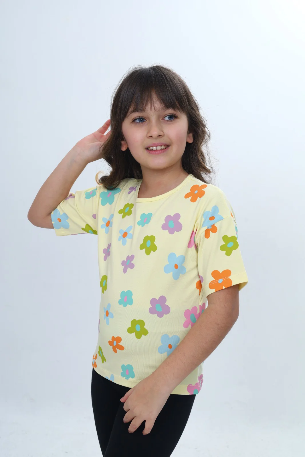 Toontoy Kız Çocuk Bisiklet Yaka Kısa Kollu Baskılı Tişört 24980