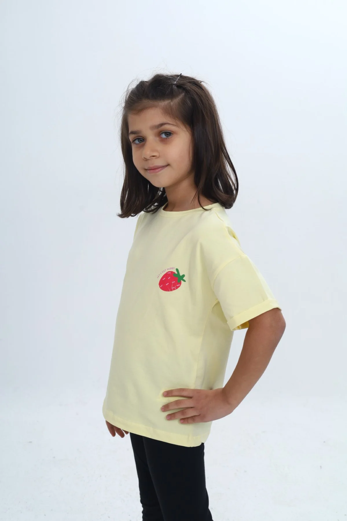 Toontoy Kız Çocuk Bisiklet Yaka Kısa Kollu  Baskılı Tişört 24978