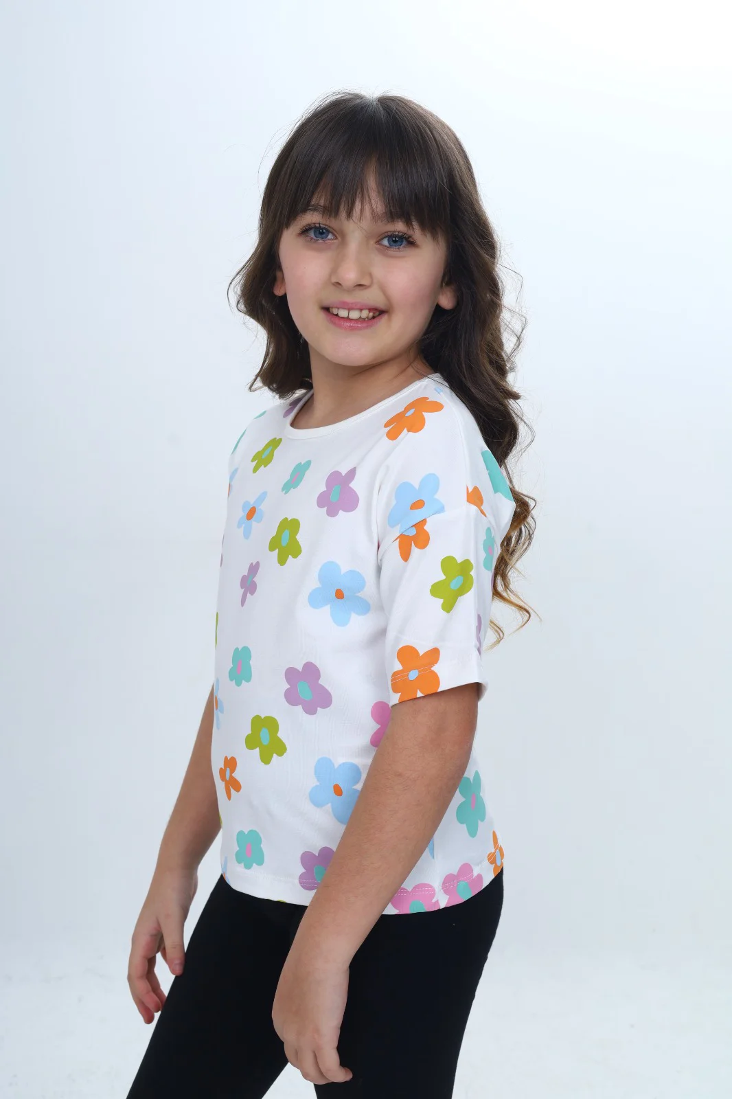 Toontoy Kız Çocuk Bisiklet Yaka Kısa Kollu Baskılı Tişört 24980