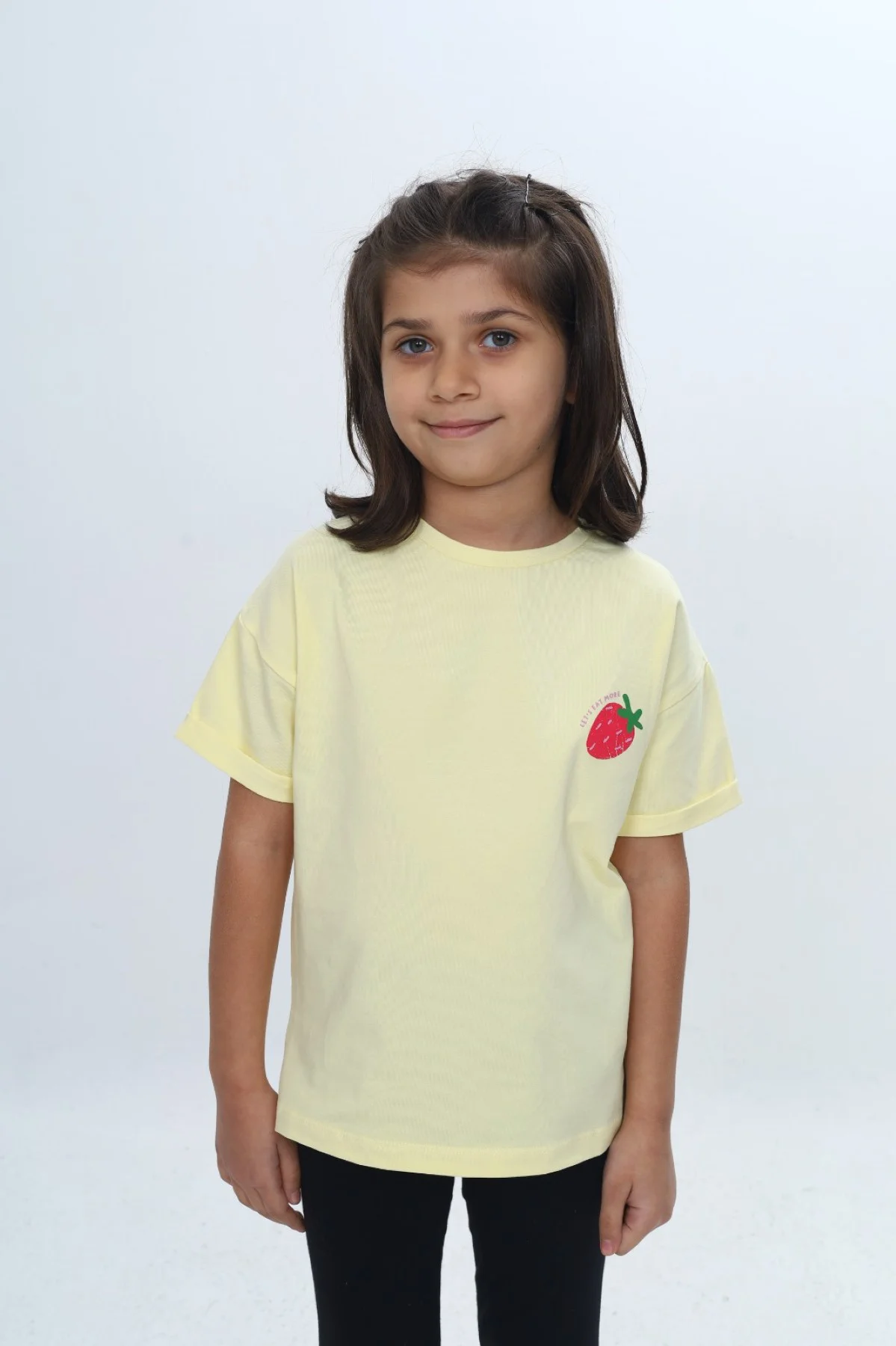 Toontoy Kız Çocuk Bisiklet Yaka Kısa Kollu  Baskılı Tişört 24978