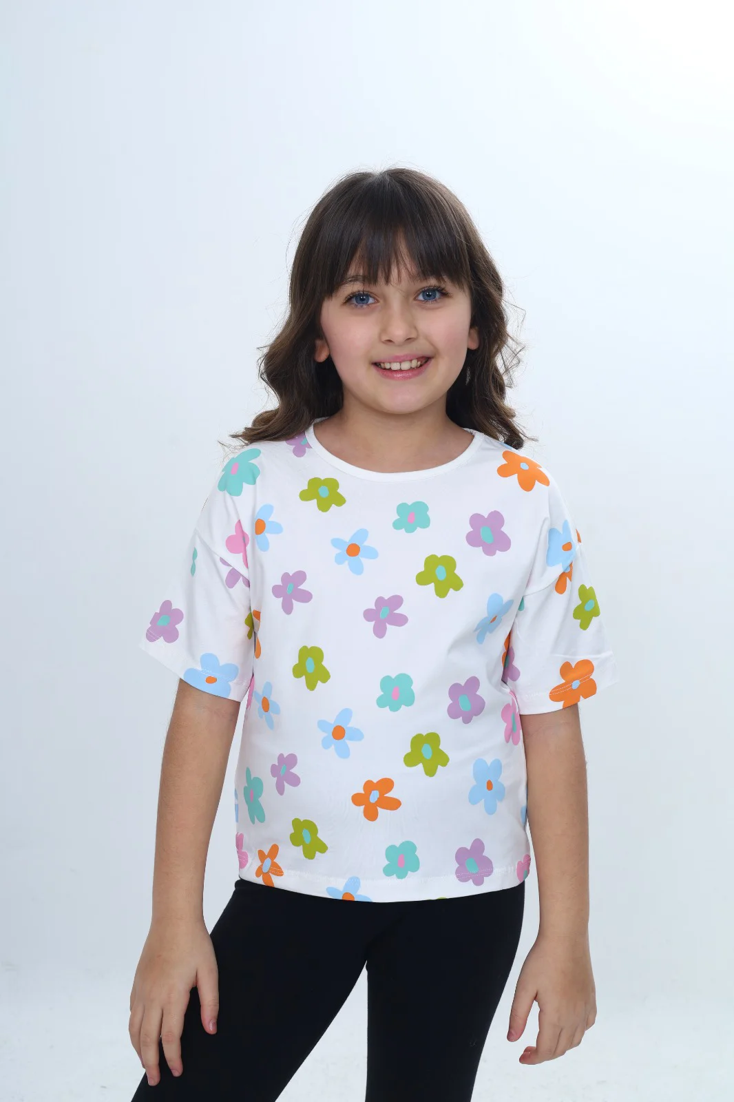 Toontoy Kız Çocuk Bisiklet Yaka Kısa Kollu Baskılı Tişört 24980