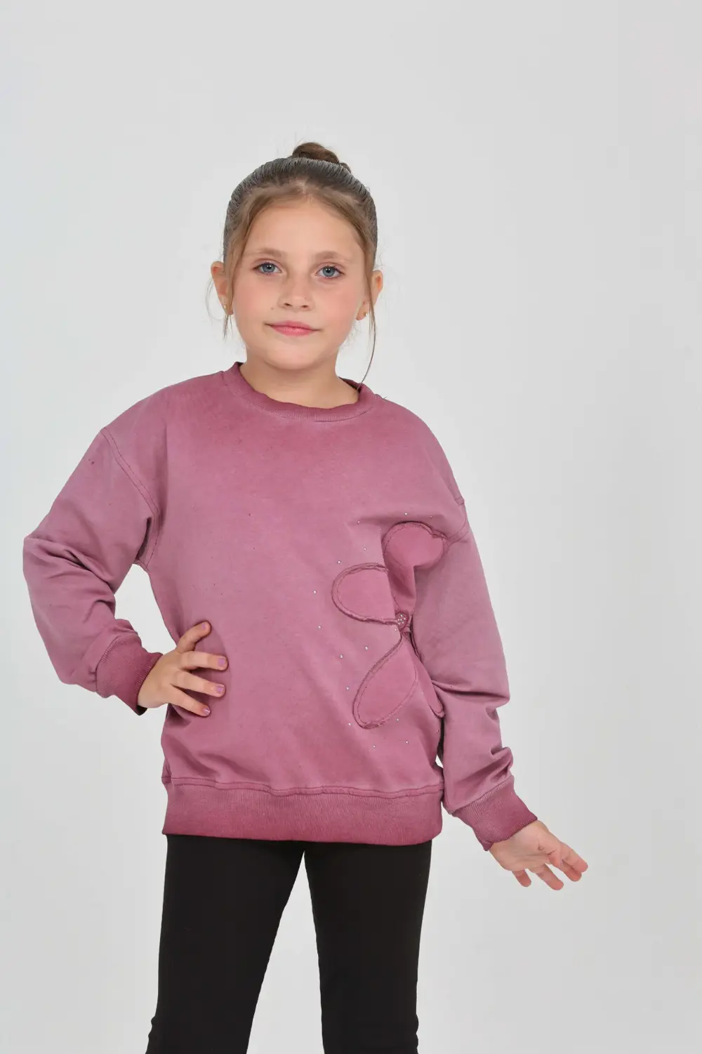 Toontoy Kız Çocuk Çiçek Nakışlı Sweatshirt
