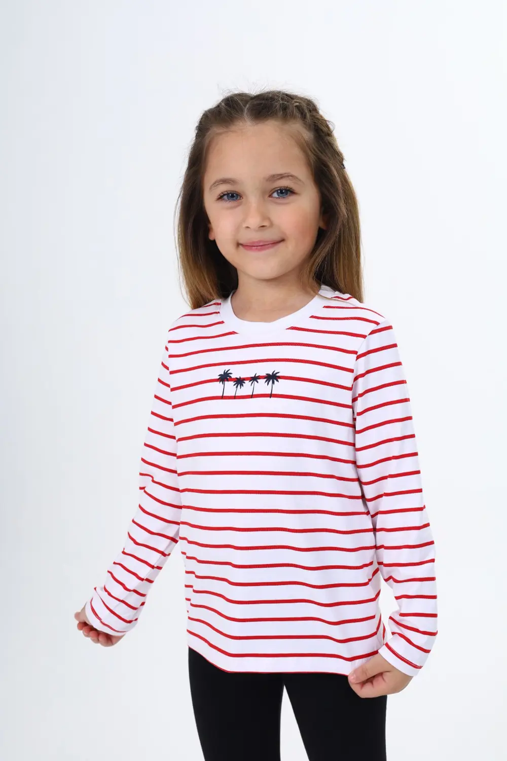 Toontoy Kız Çocuk Çizgili Tişört