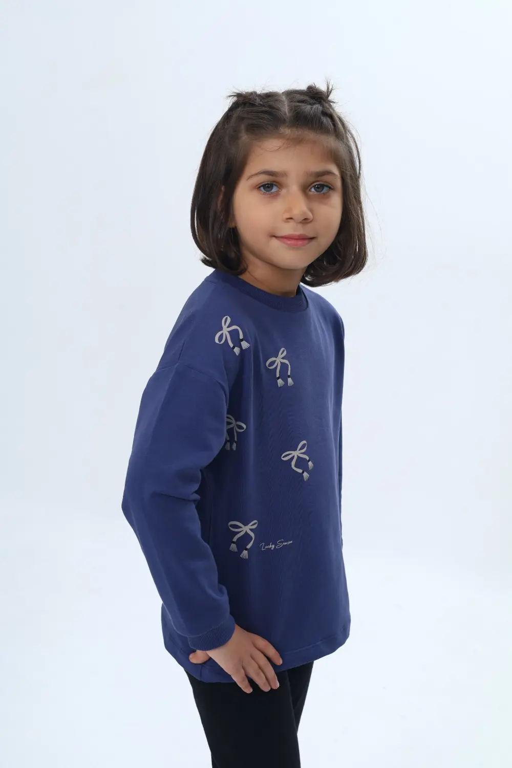 Toontoy Kız Çocuk Fiyonk Kabaran Baskılı Sweatshirt