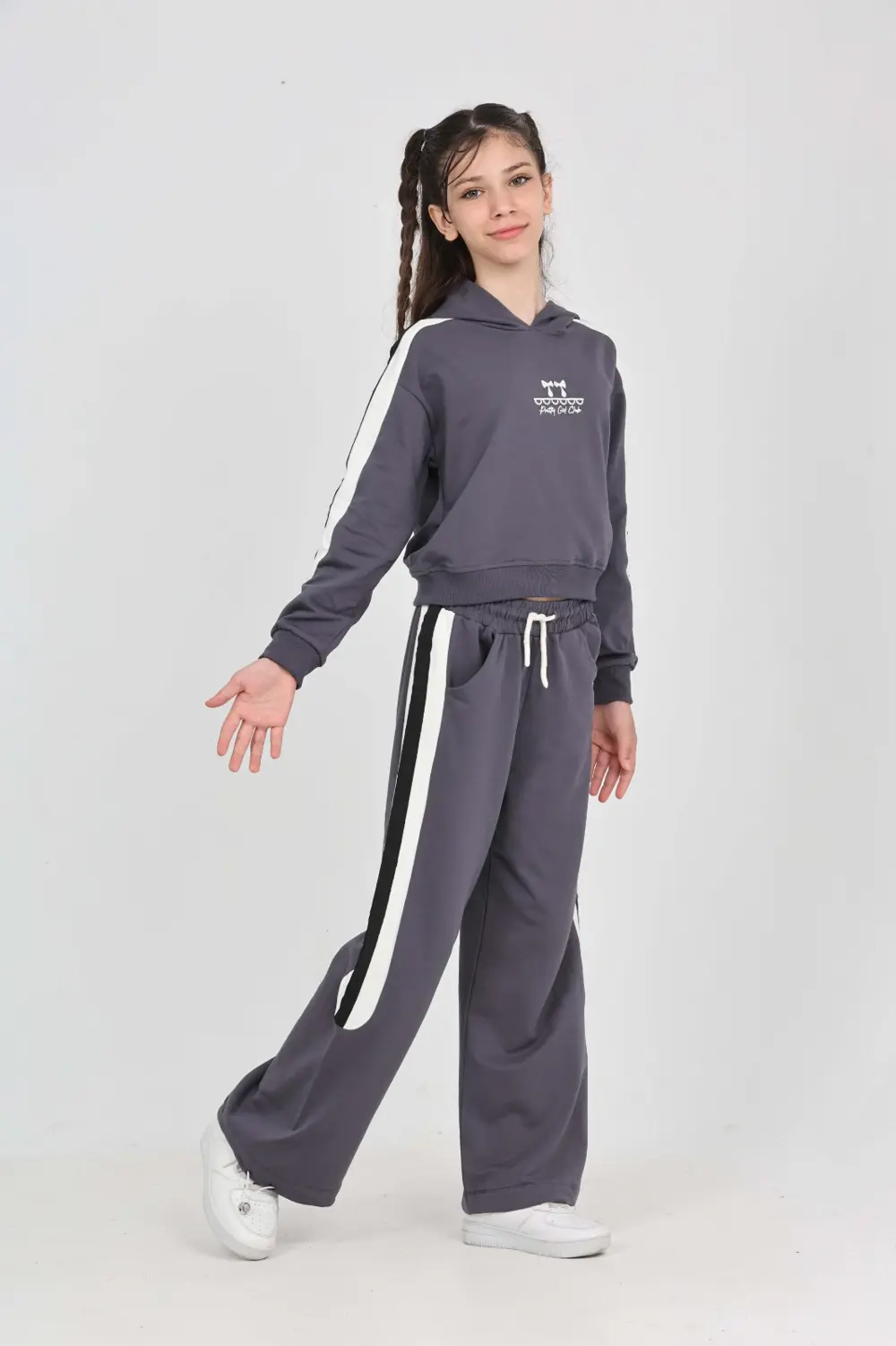 Toontoy Kız Çocuk Fiyonk Nakışlı Eşofman Takım