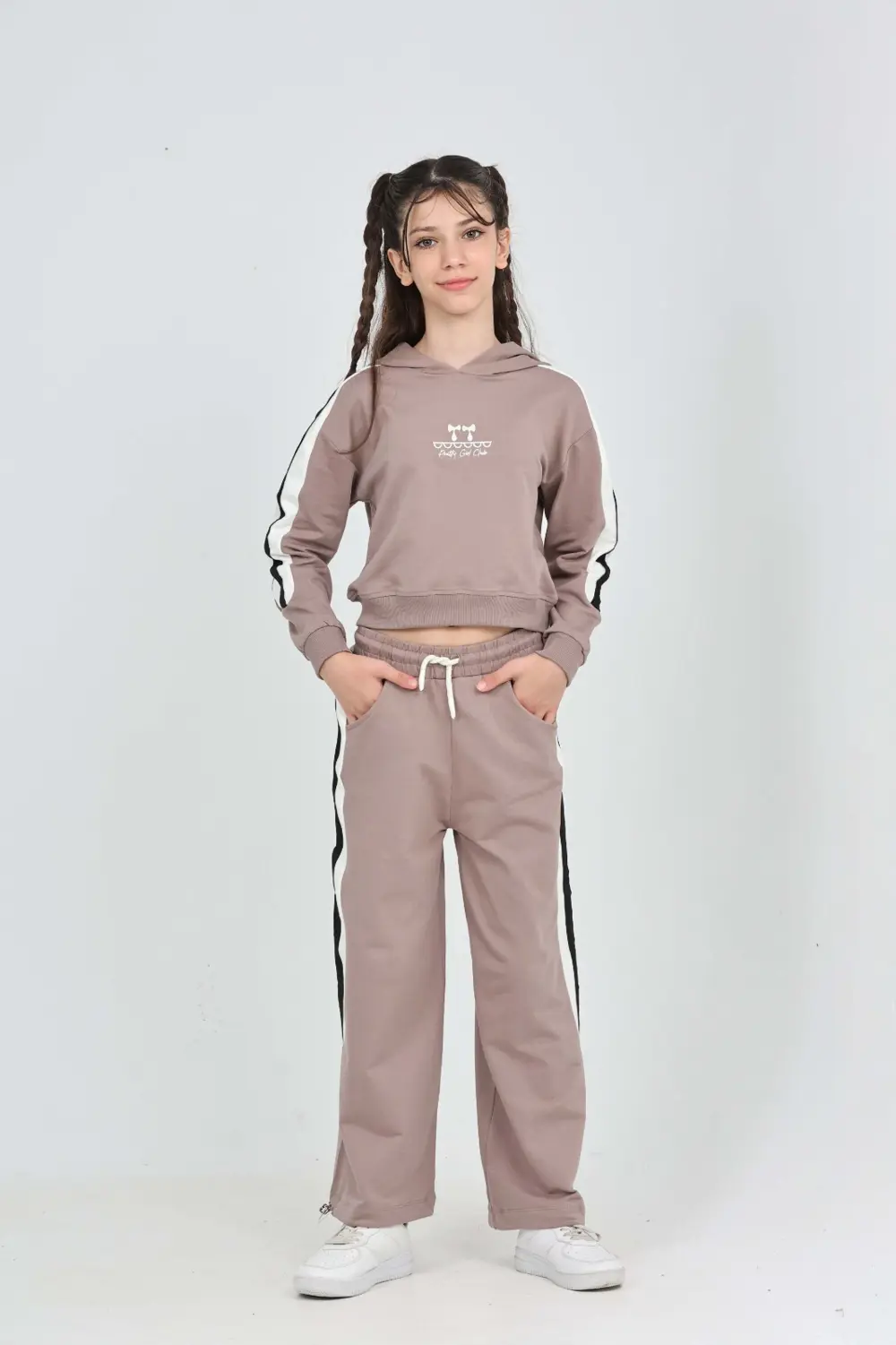 Toontoy Kız Çocuk Fiyonk Nakışlı Eşofman Takım