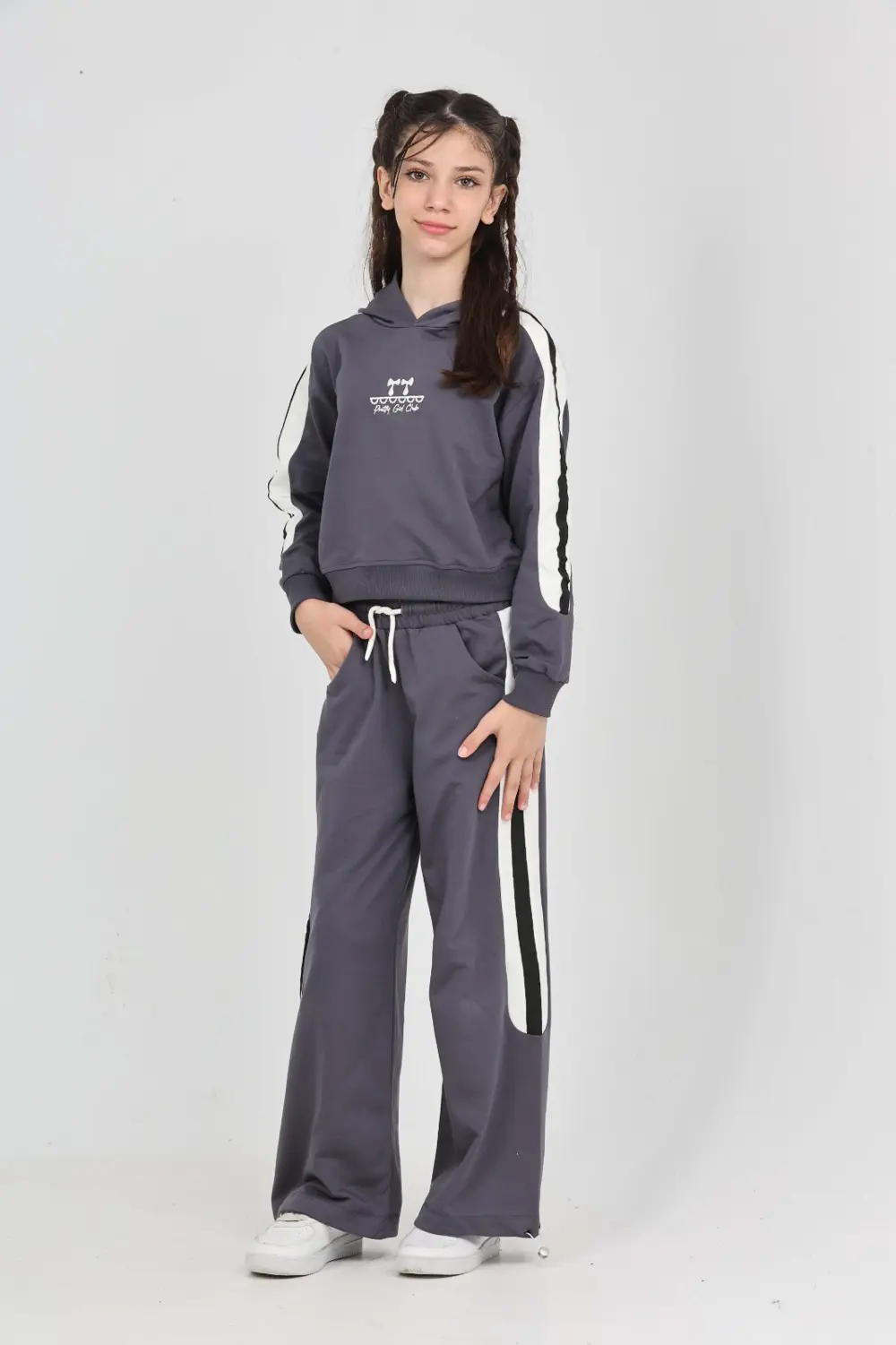 Toontoy Kız Çocuk Fiyonk Nakışlı Eşofman Takım