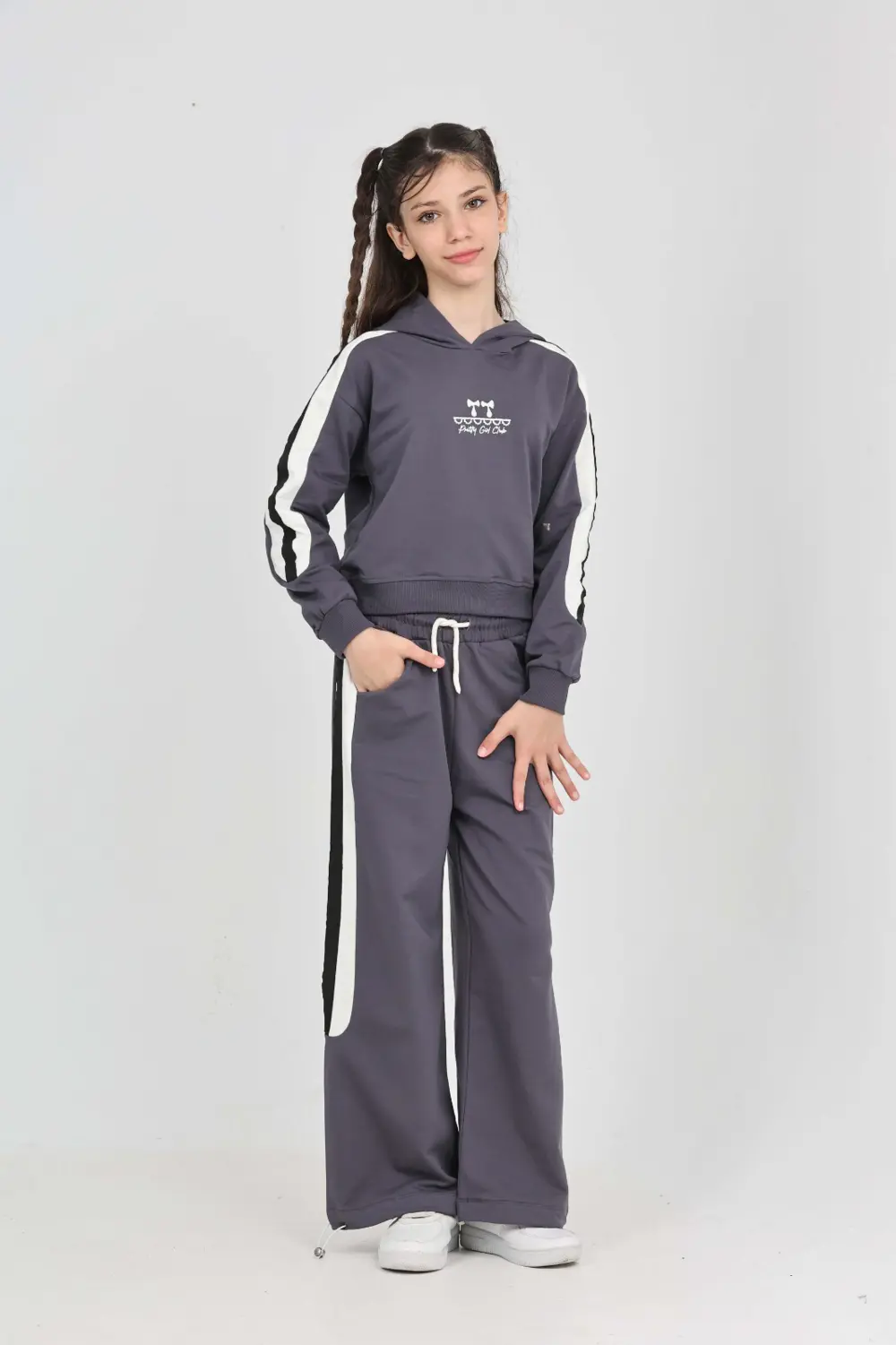 Toontoy Kız Çocuk Fiyonk Nakışlı Eşofman Takım