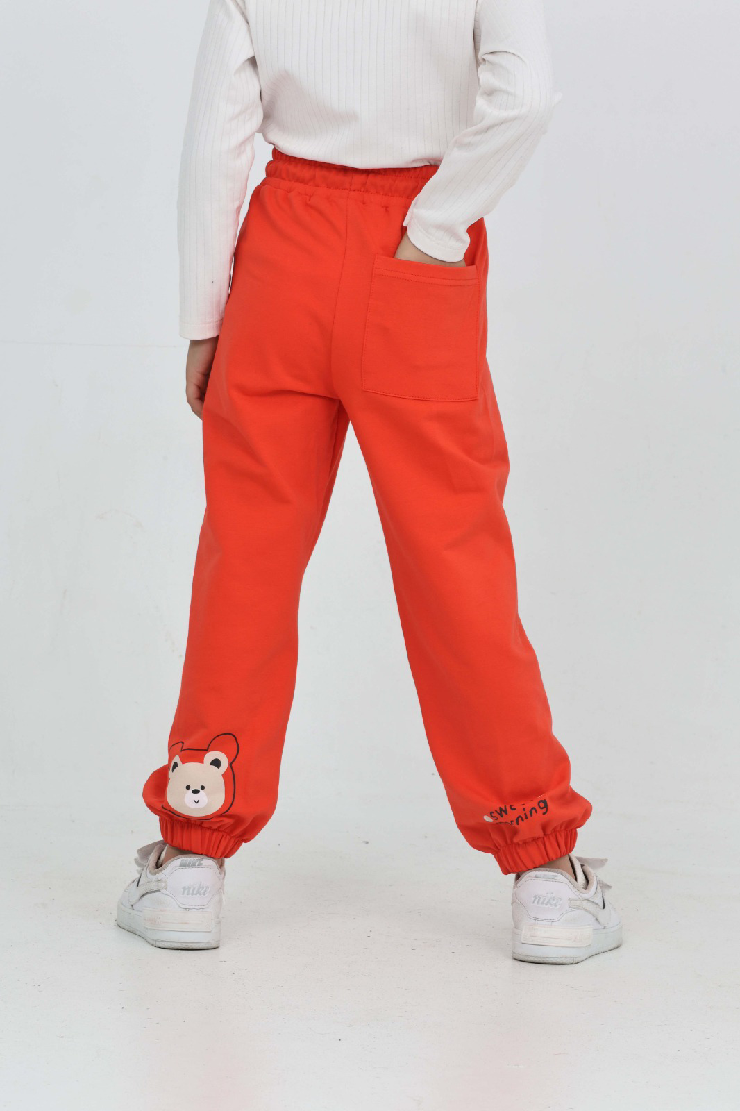 Toontoy Kız Çocuk Paça Ayı Baskılı Eşofman Alt