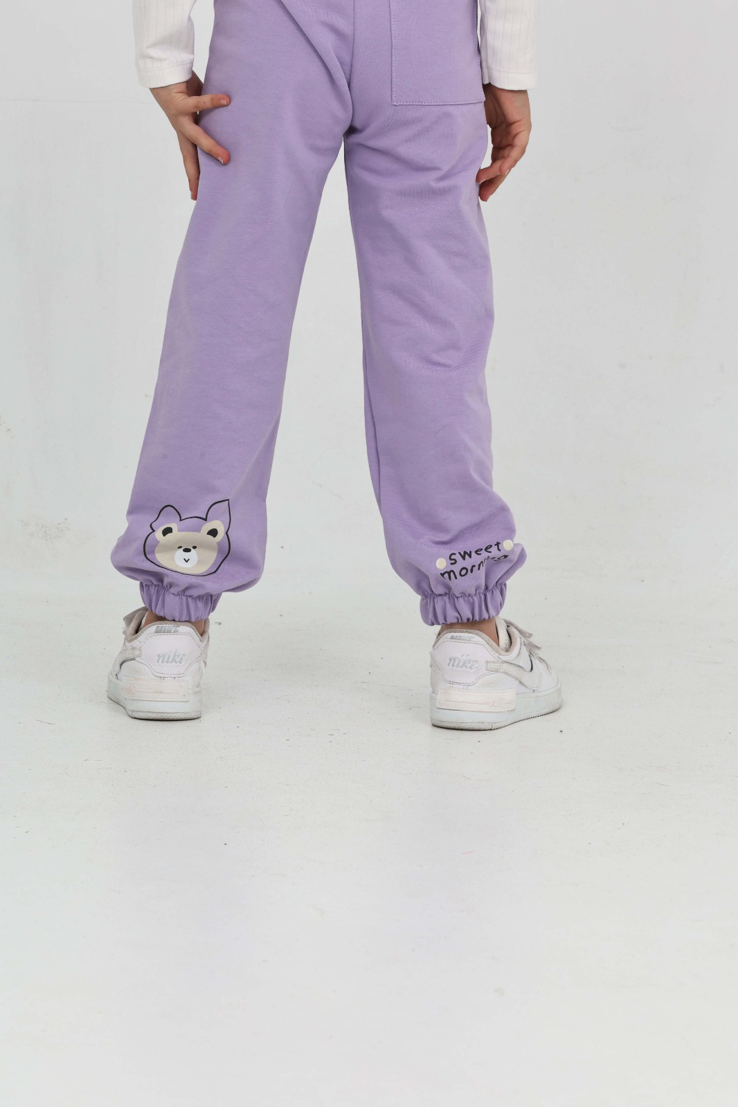 Toontoy Kız Çocuk Paça Ayı Baskılı Eşofman Alt