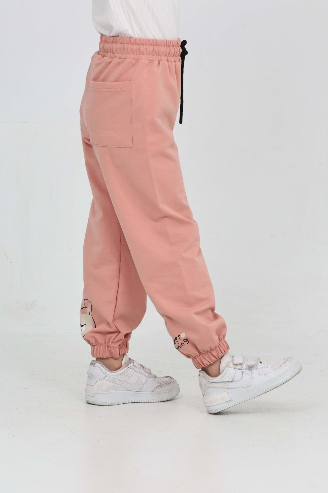 Toontoy Kız Çocuk Paça Ayı Baskılı Eşofman Alt