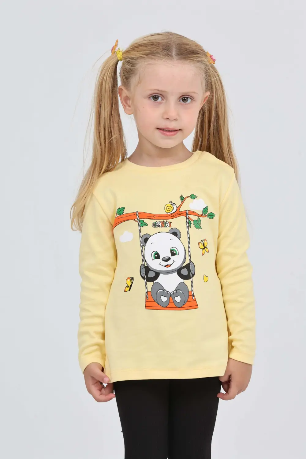 Toontoy Kız Çocuk Sallanan Panda Baskılı Sweatshirt