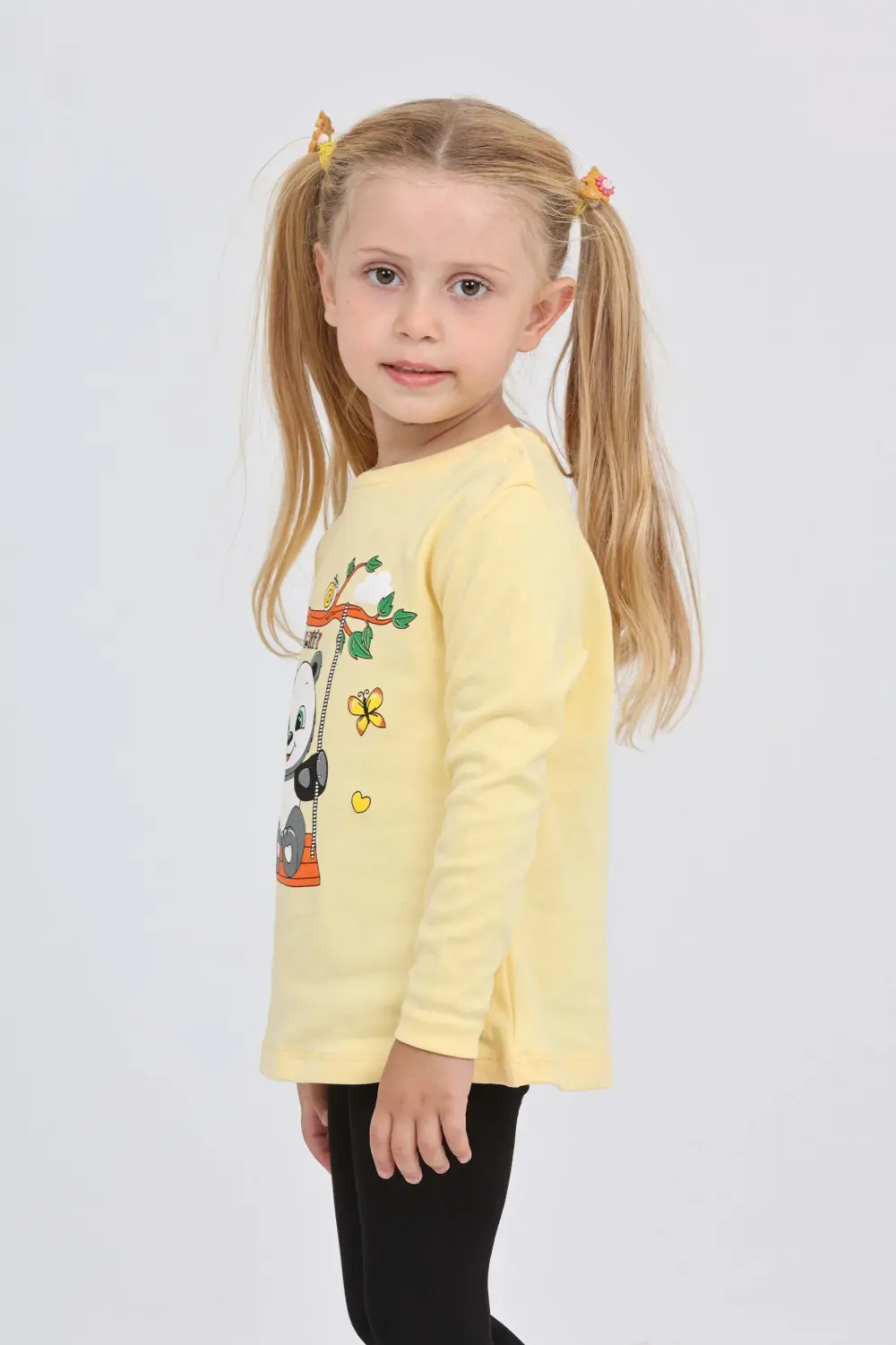 Toontoy Kız Çocuk Sallanan Panda Baskılı Sweatshirt