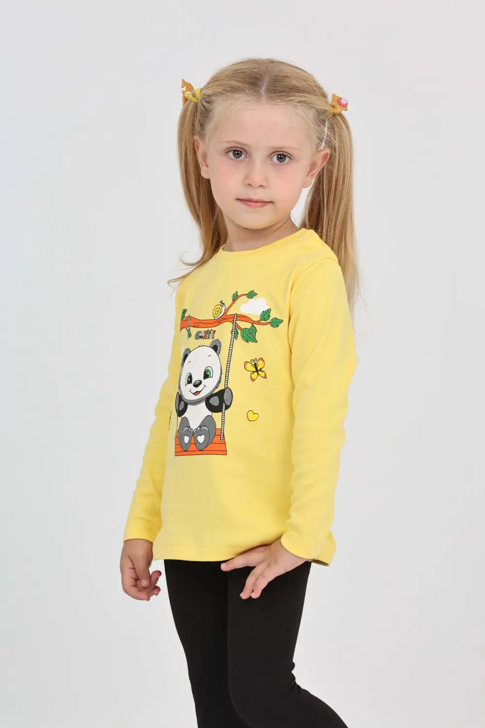 Toontoy Kız Çocuk Sallanan Panda Baskılı Sweatshirt