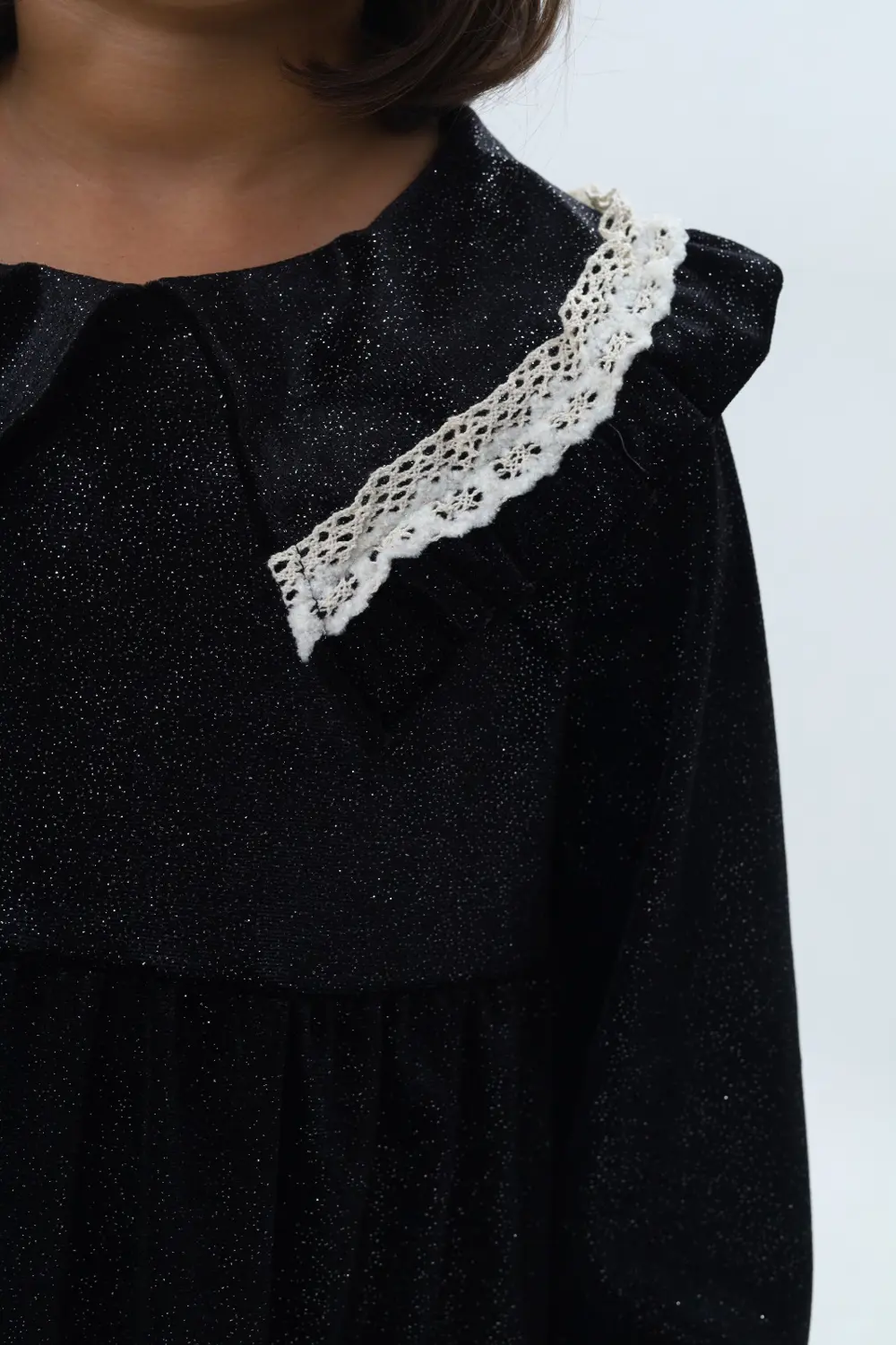 Toontoy Kız Çocuk Yaka Detaylı Fırfırlı Elbise