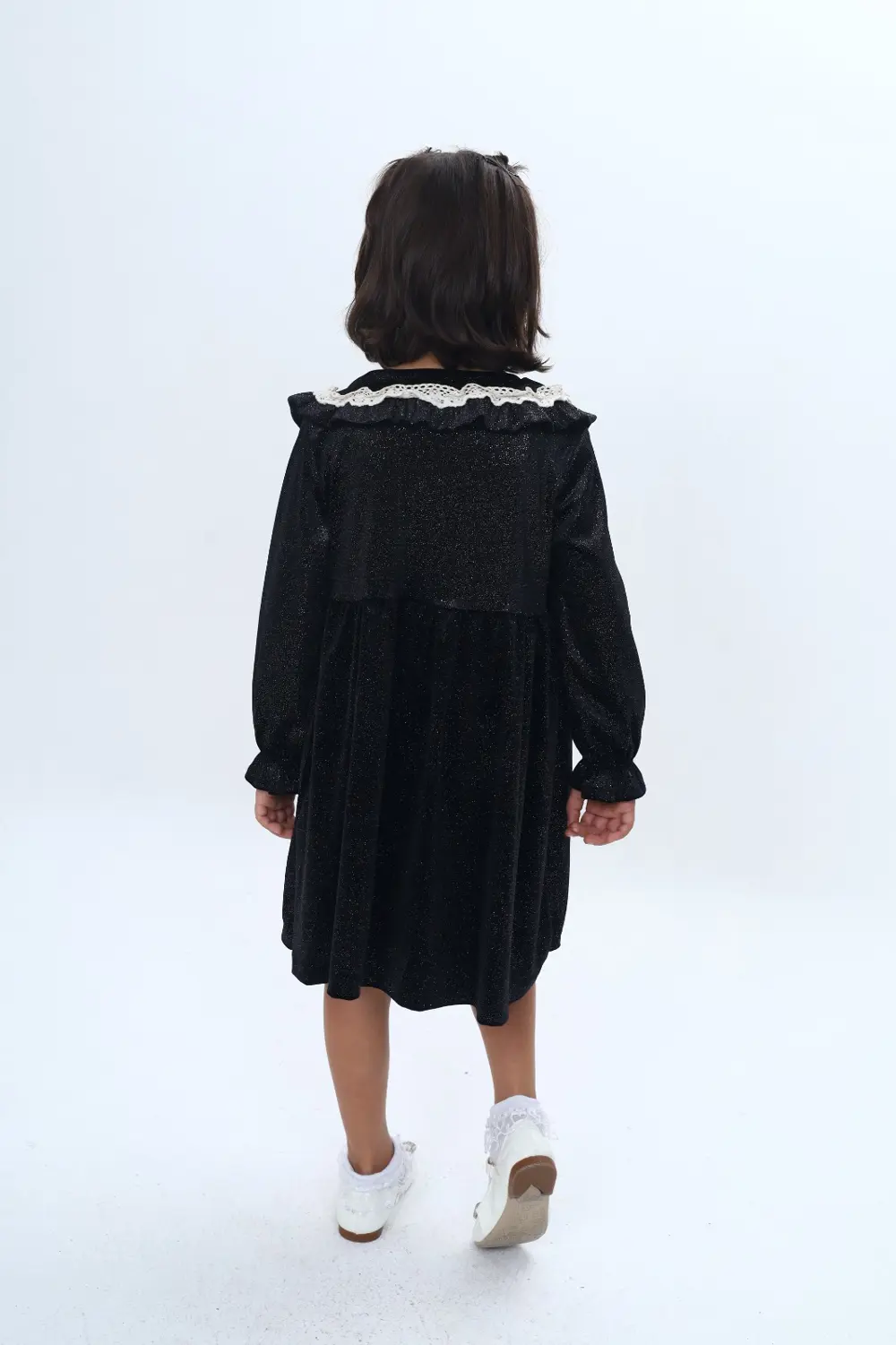 Toontoy Kız Çocuk Yaka Detaylı Fırfırlı Elbise