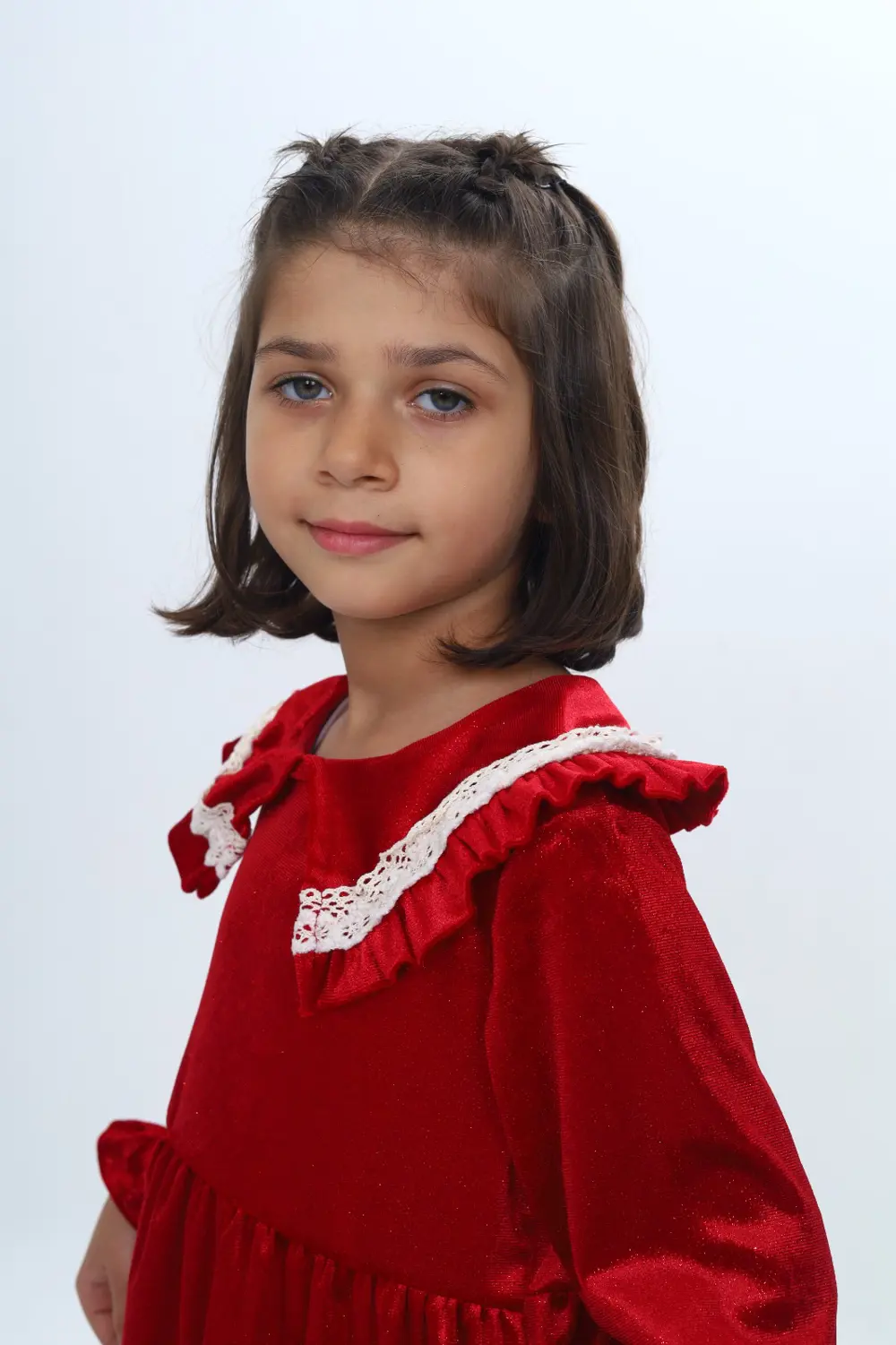 Toontoy Kız Çocuk Yaka Detaylı Fırfırlı Elbise