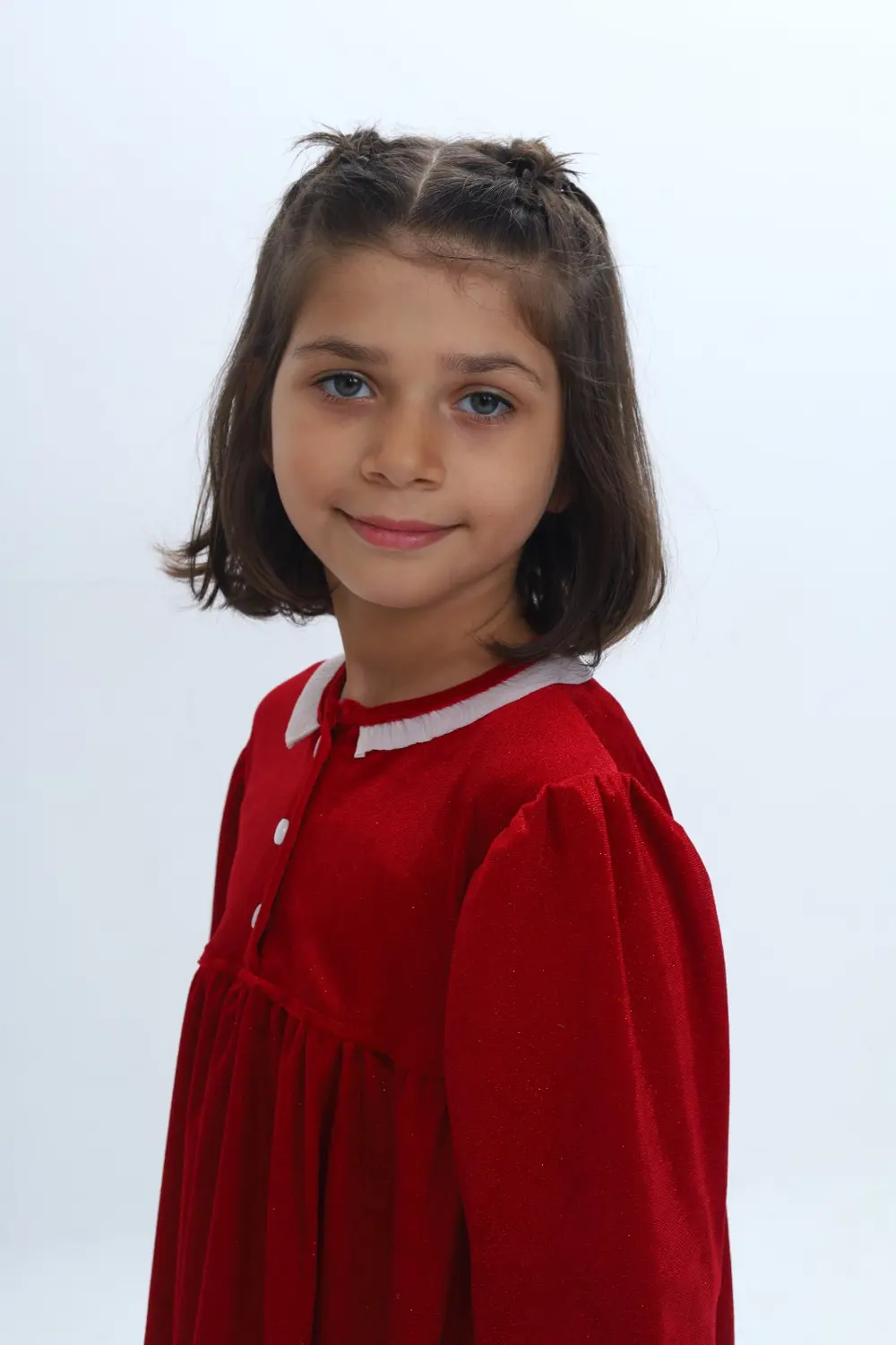 Toontoy Kız Çocuk Yaka Düğmeli Fırfırlı Elbise