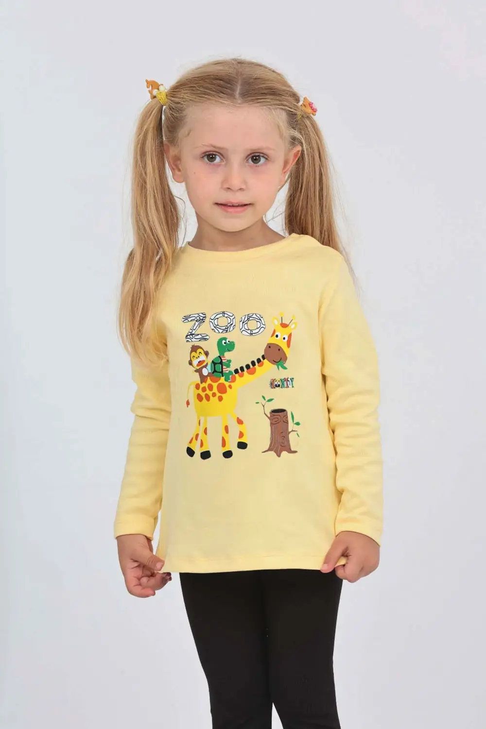 Toontoy Kız Çocuk Zürafa Baskılı Sweatshirt
