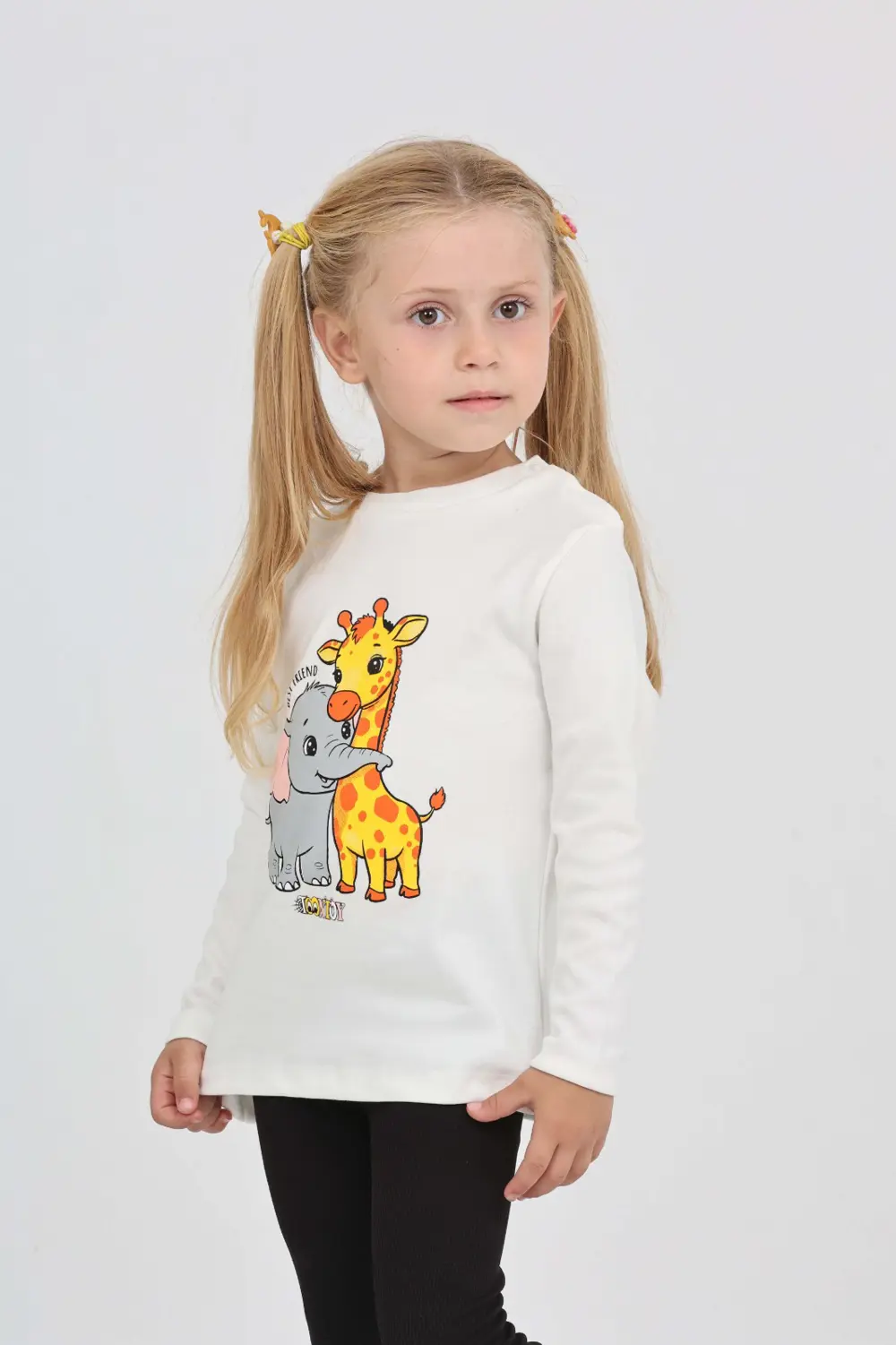 Toontoy Kız Çocuk Zürafa Fil Baskılı Sweatshirt