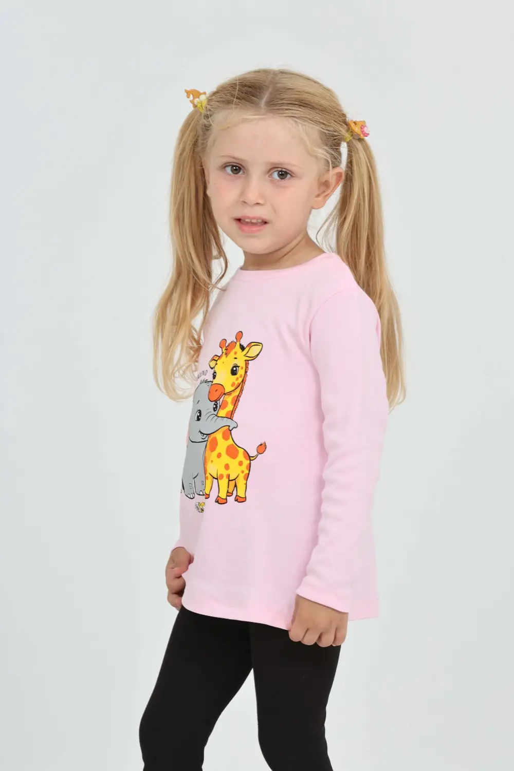 Toontoy Kız Çocuk Zürafa Fil Baskılı Sweatshirt