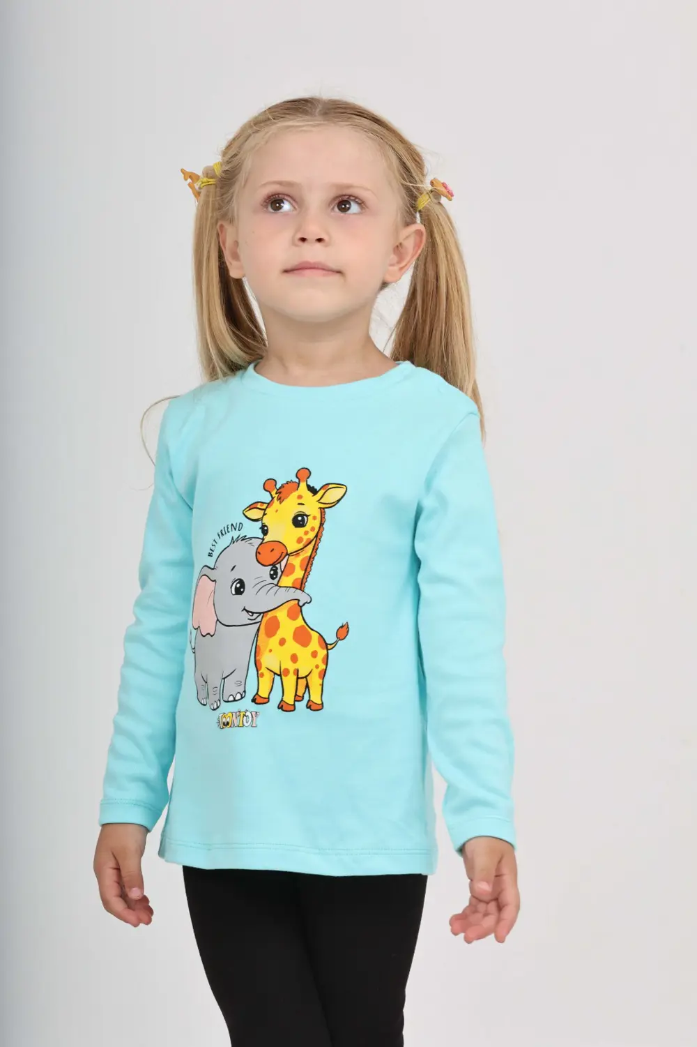 Toontoy Kız Çocuk Zürafa Fil Baskılı Sweatshirt