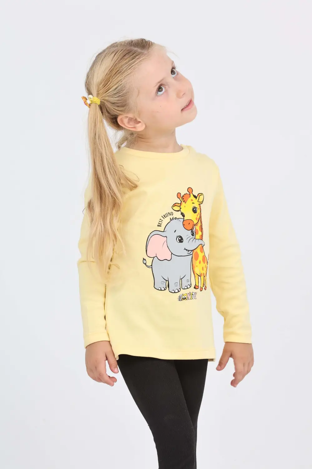 Toontoy Kız Çocuk Zürafa Fil Baskılı Sweatshirt