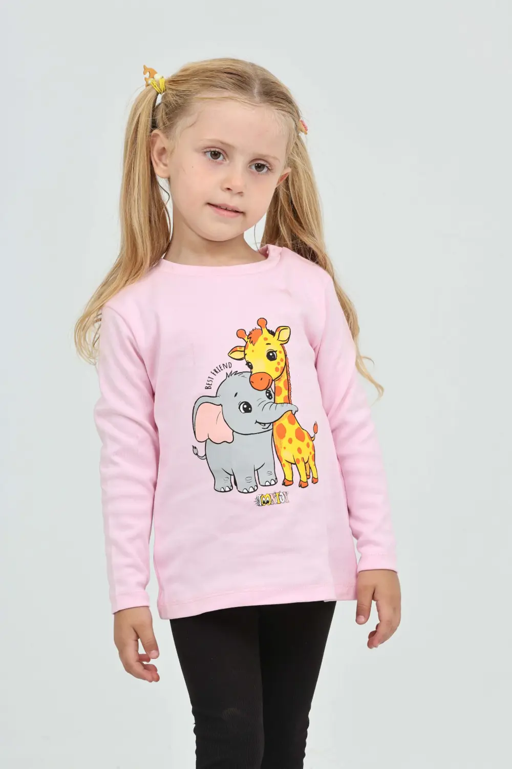 Toontoy Kız Çocuk Zürafa Fil Baskılı Sweatshirt