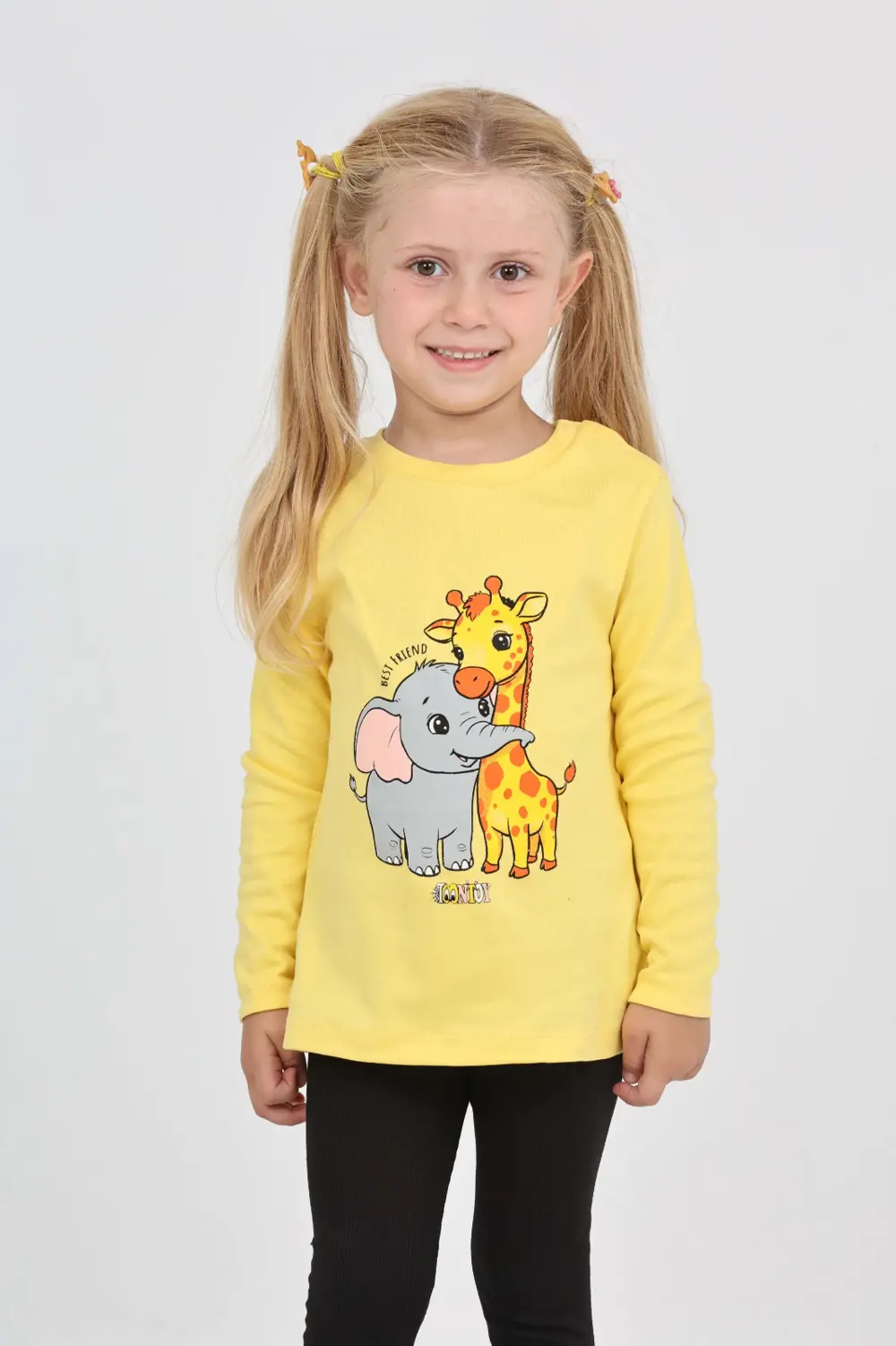 Toontoy Kız Çocuk Zürafa Fil Baskılı Sweatshirt