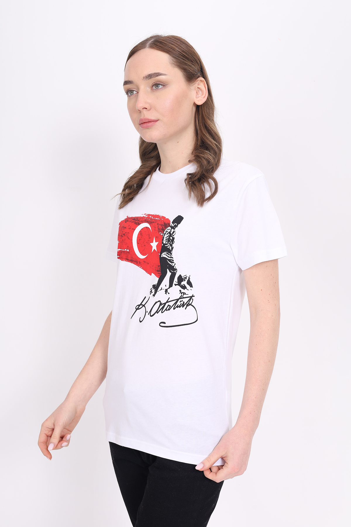 Toontoy Unisex Bisiklet Yaka Atatürk Baskılı Tişört