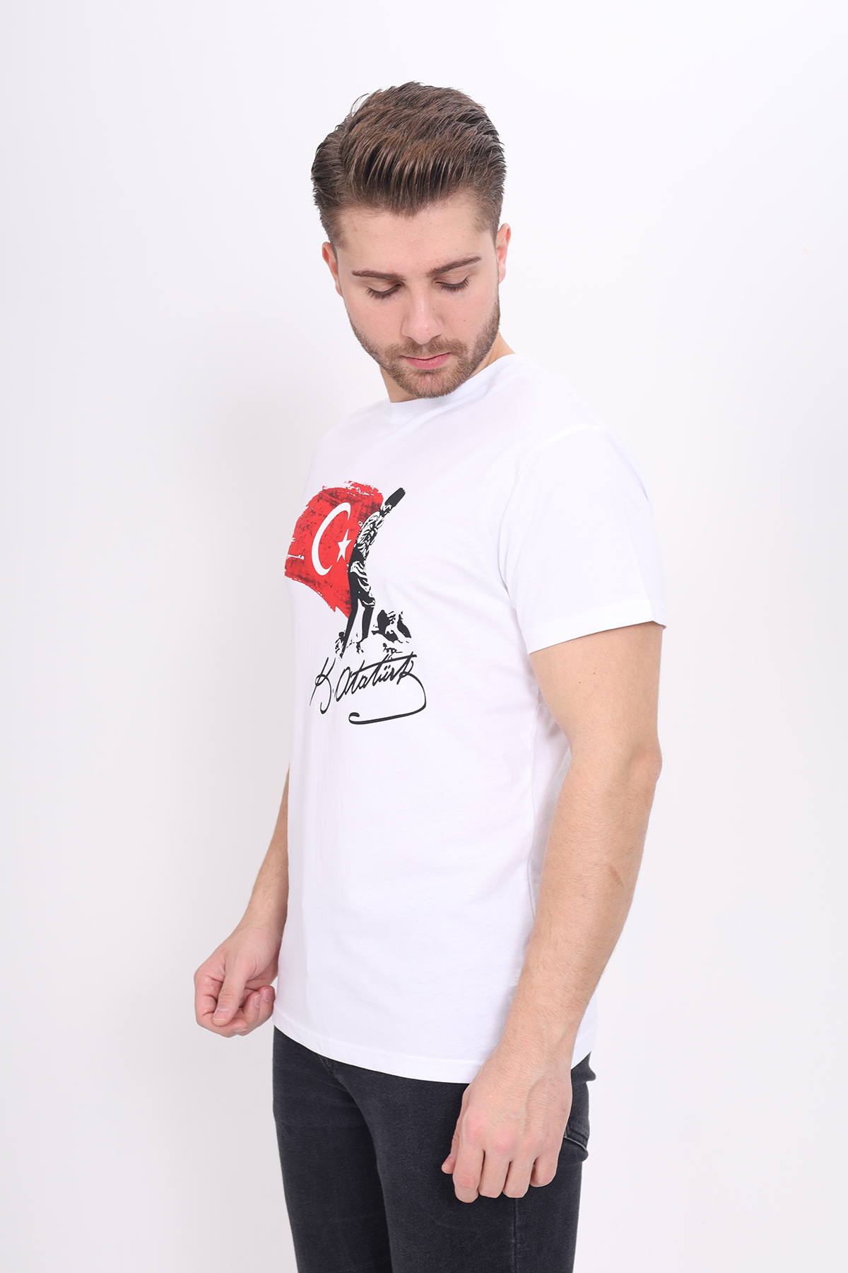 Toontoy Unisex Bisiklet Yaka Atatürk Baskılı Tişört