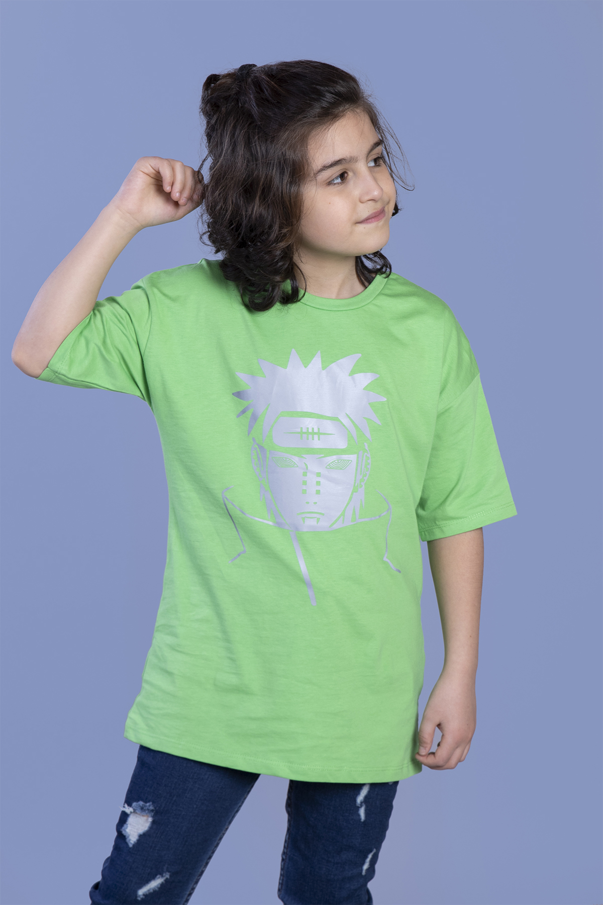 Toontoy Unisex Çocuk Reflektör Baskılı Tişört