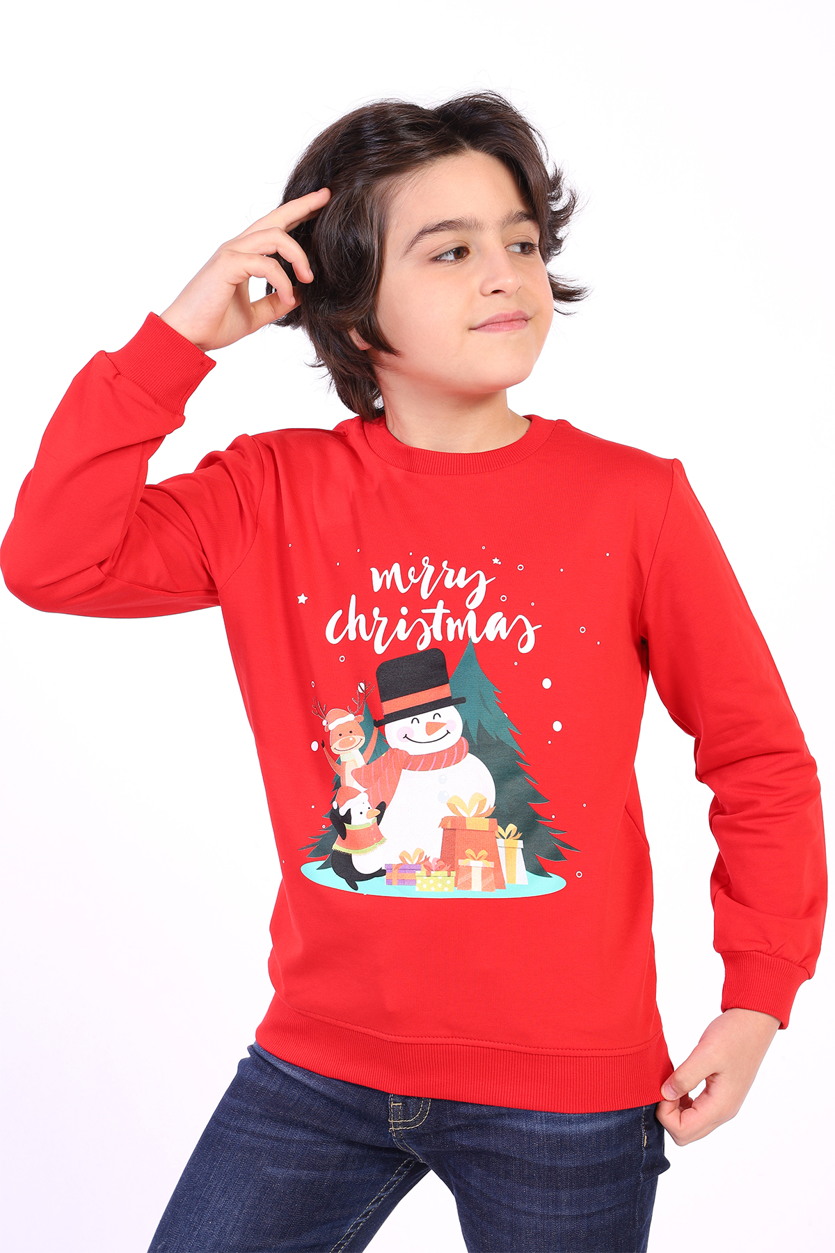 Toontoy Unısex Çocuk Merry Chrıstmas Baskılı Sweatshirt