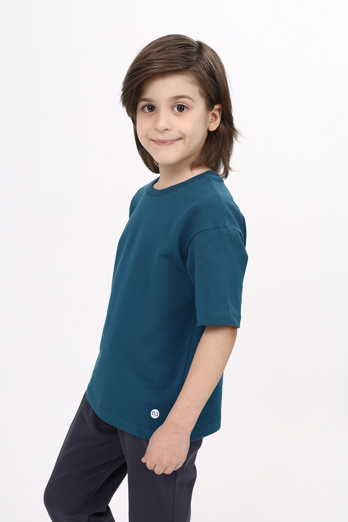 Toontoy Unisex Çocuk Etek Ucu Baskılı Tişört