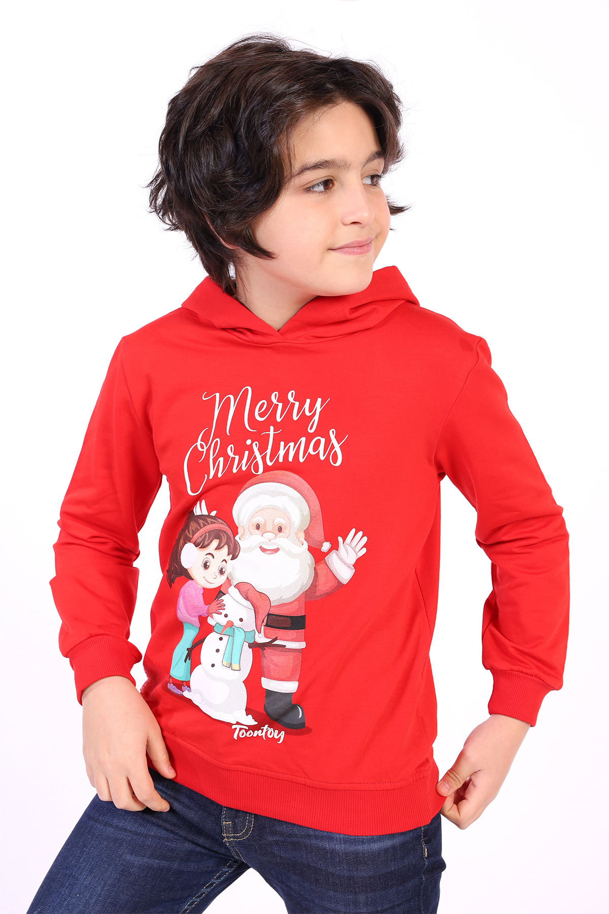 Toontoy Unısex Çocuk Merry Christmas Baskılı Sweatshirt