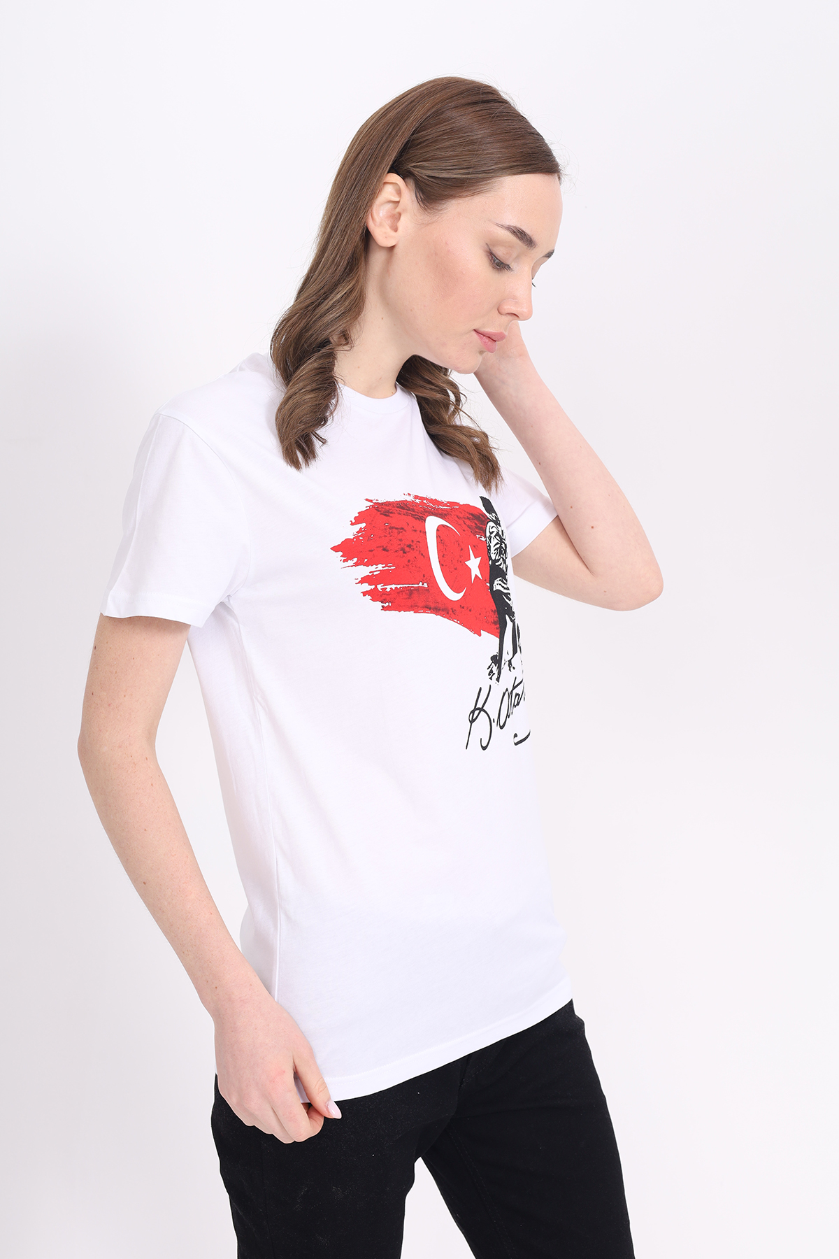 Toontoy Unisex Bisiklet Yaka Atatürk Baskılı Tişört