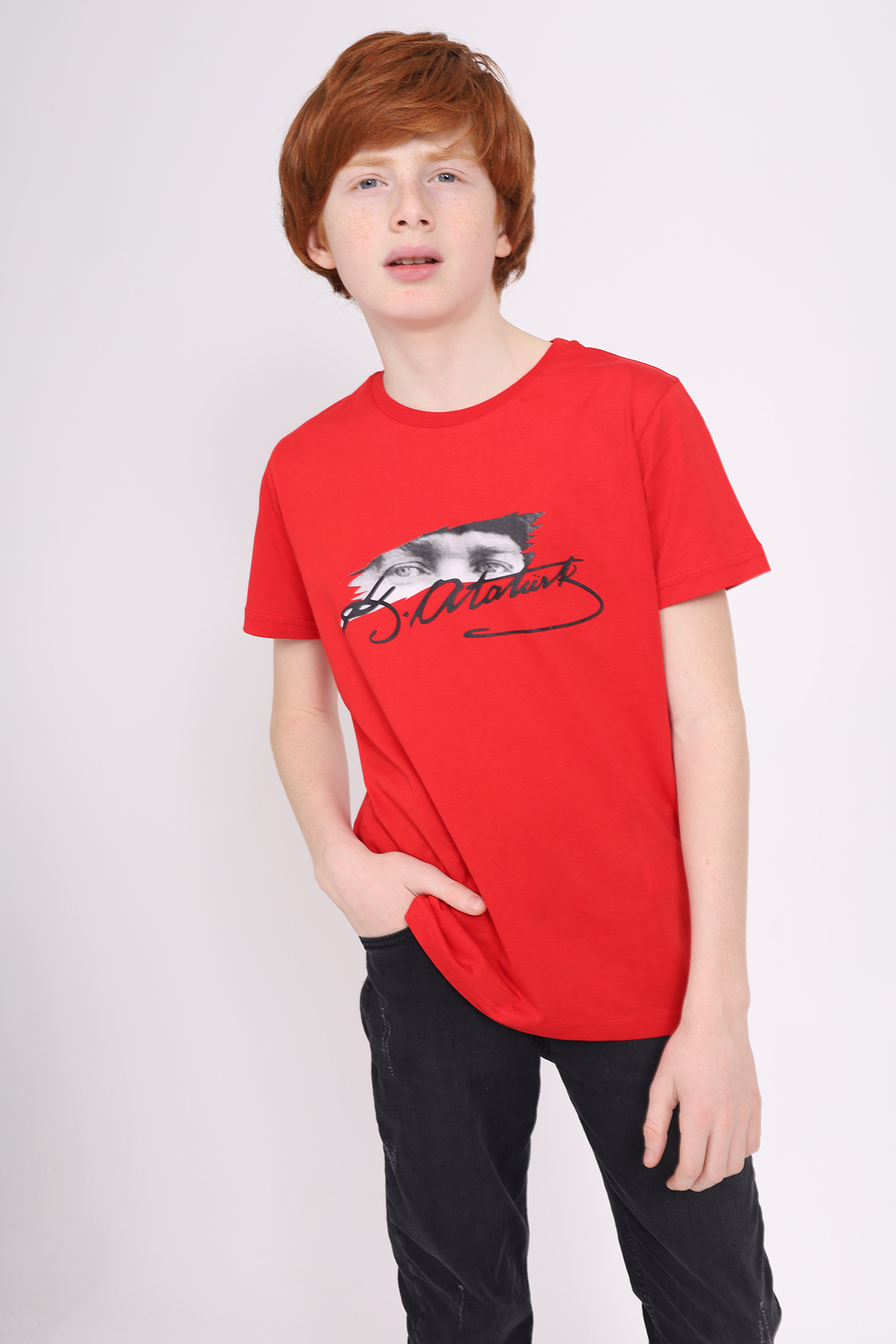 Toontoy Unisex Çocuk Atatürk Baskılı Tişört 23072