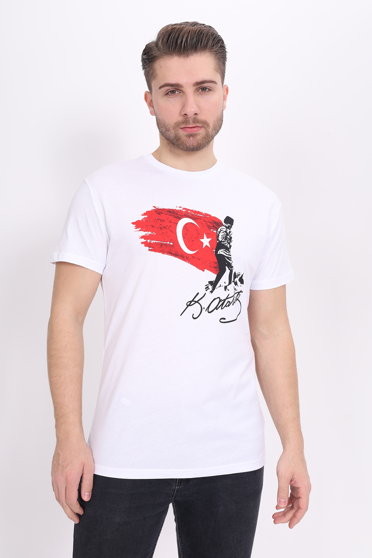 Toontoy Unisex Bisiklet Yaka Atatürk Baskılı Tişört
