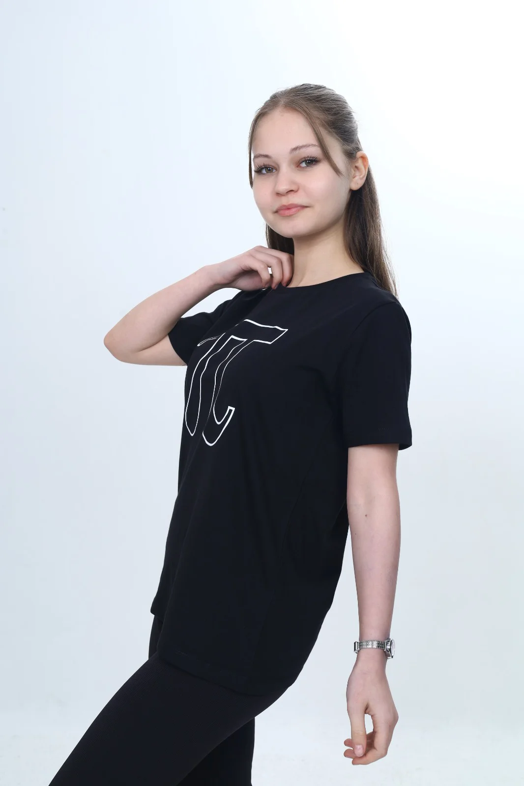 Toontoy Unisex Çocuk Pi Sayı Baskılı Bisiklet Yaka Refax Fit Kısa