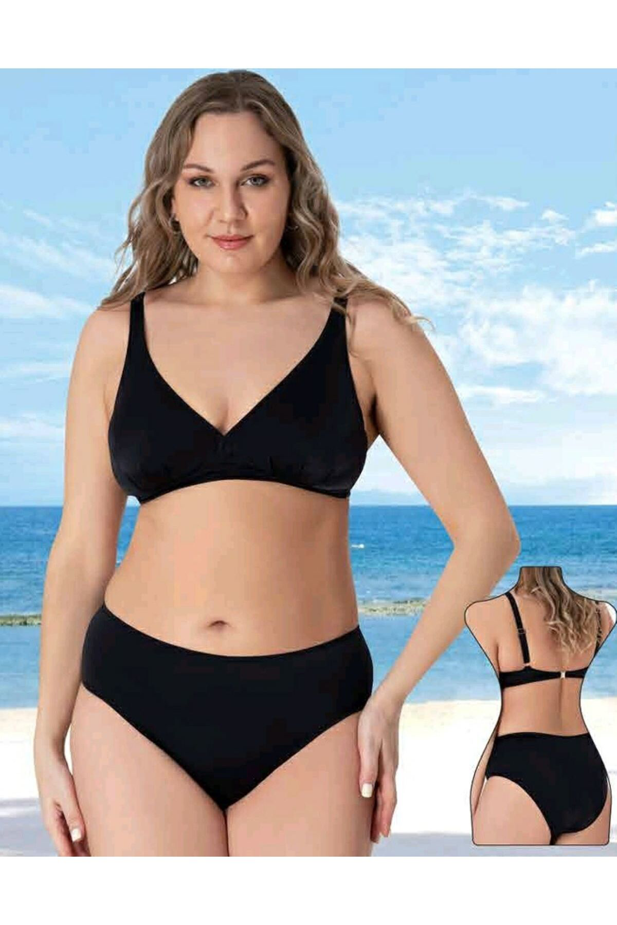 Sunsurf Toparlayici Bikini Takimi Büyük Beden Siyah