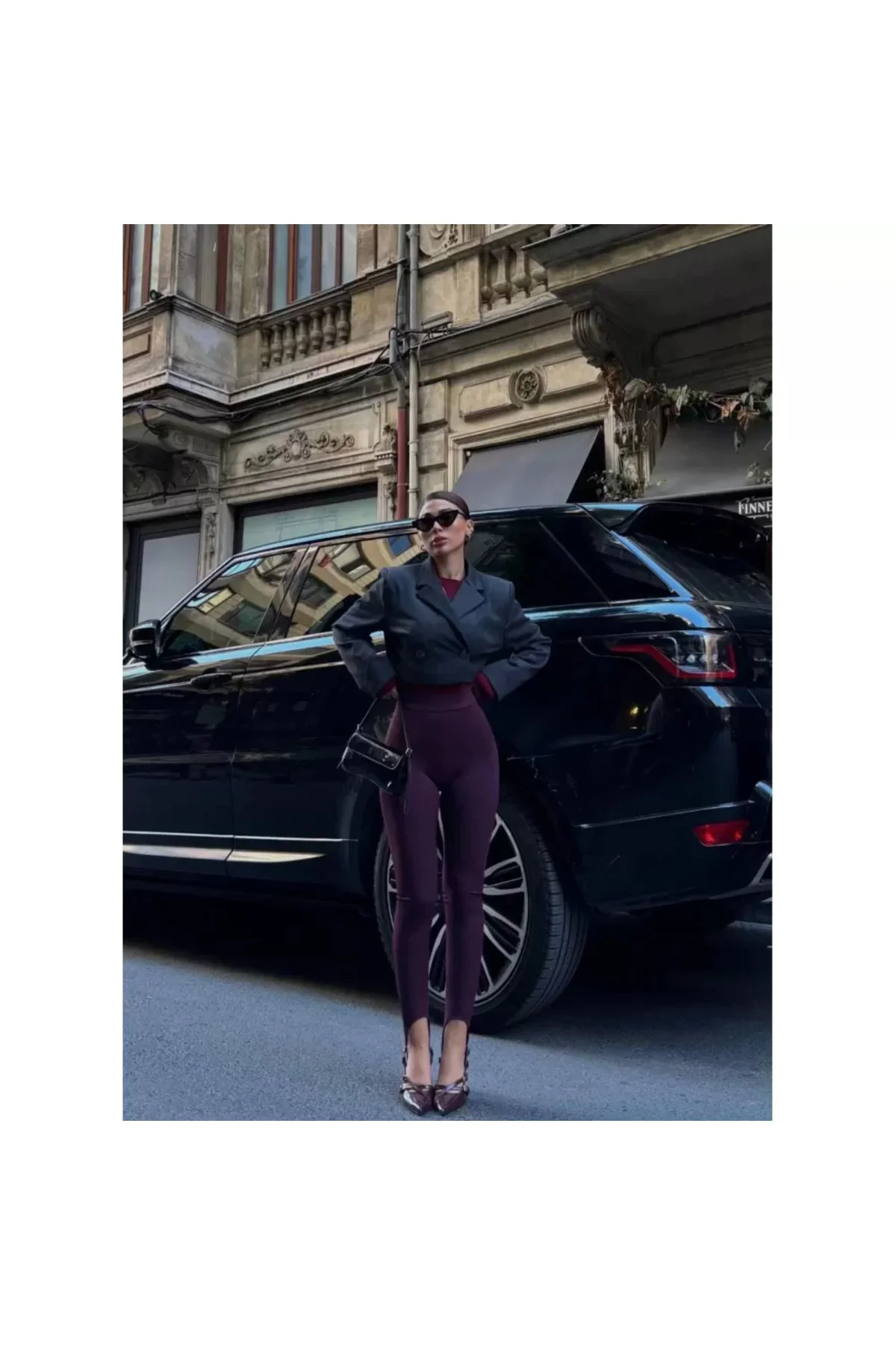 Toparlayıcı füzo tayt Likralı Ayak Detaylı - Bordo