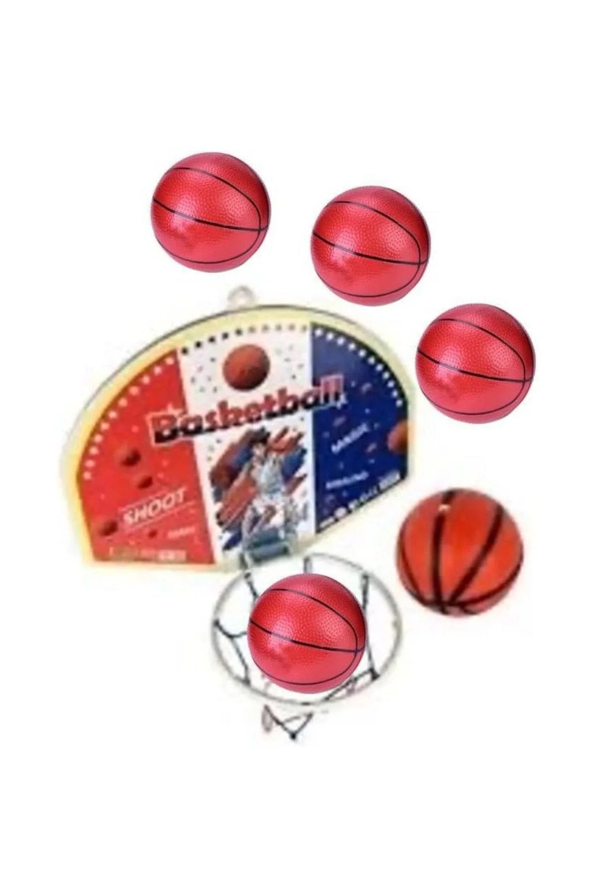Toplam 4 Top ile Oyuncak Basketbol Potası 36cm BüyükBoy Çocuklara