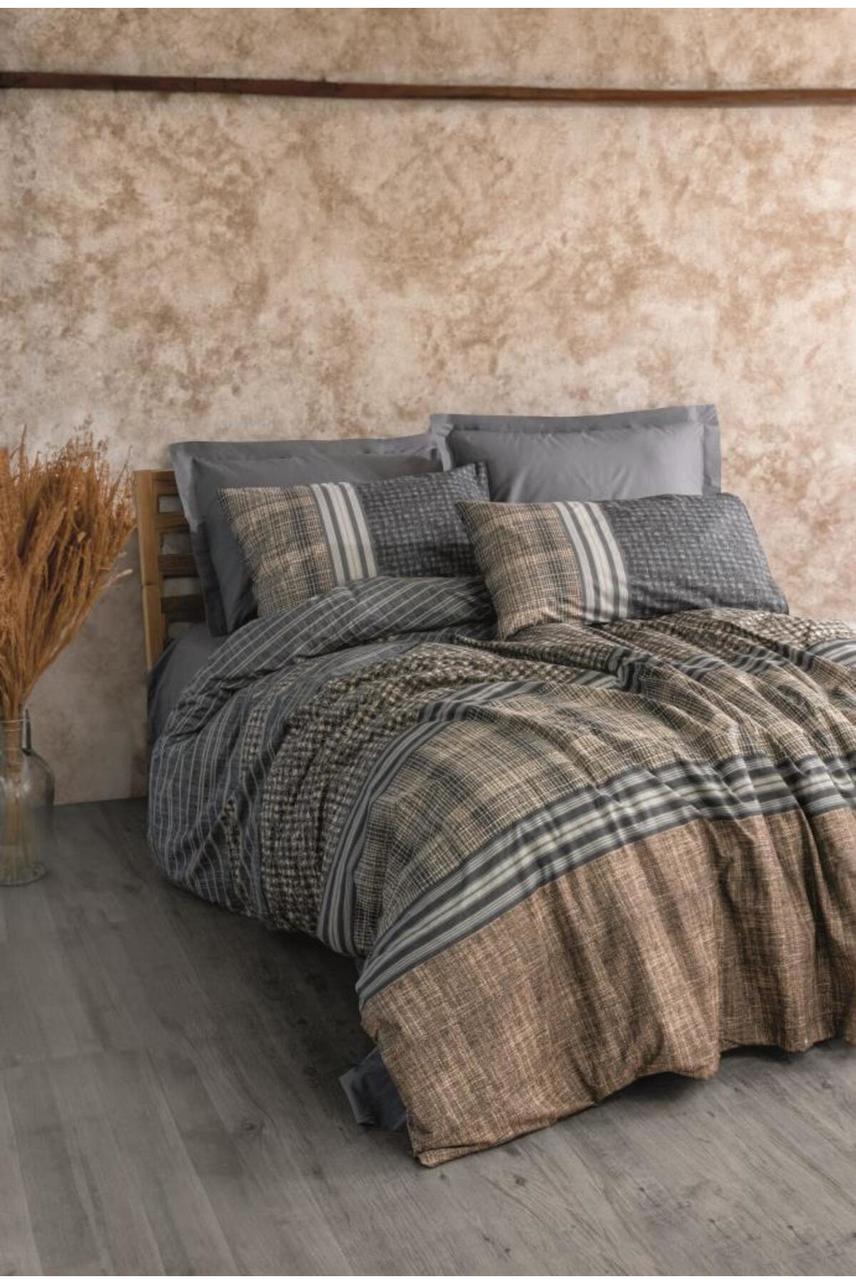 K&A Toprak Çift Kişilik Nevresim Takımı Timbre Antrasit