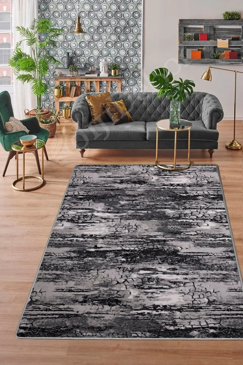 Toprak Gri Saçaksız Yıkanabilir Kaymaz Salon Halısı Antre Mutfak