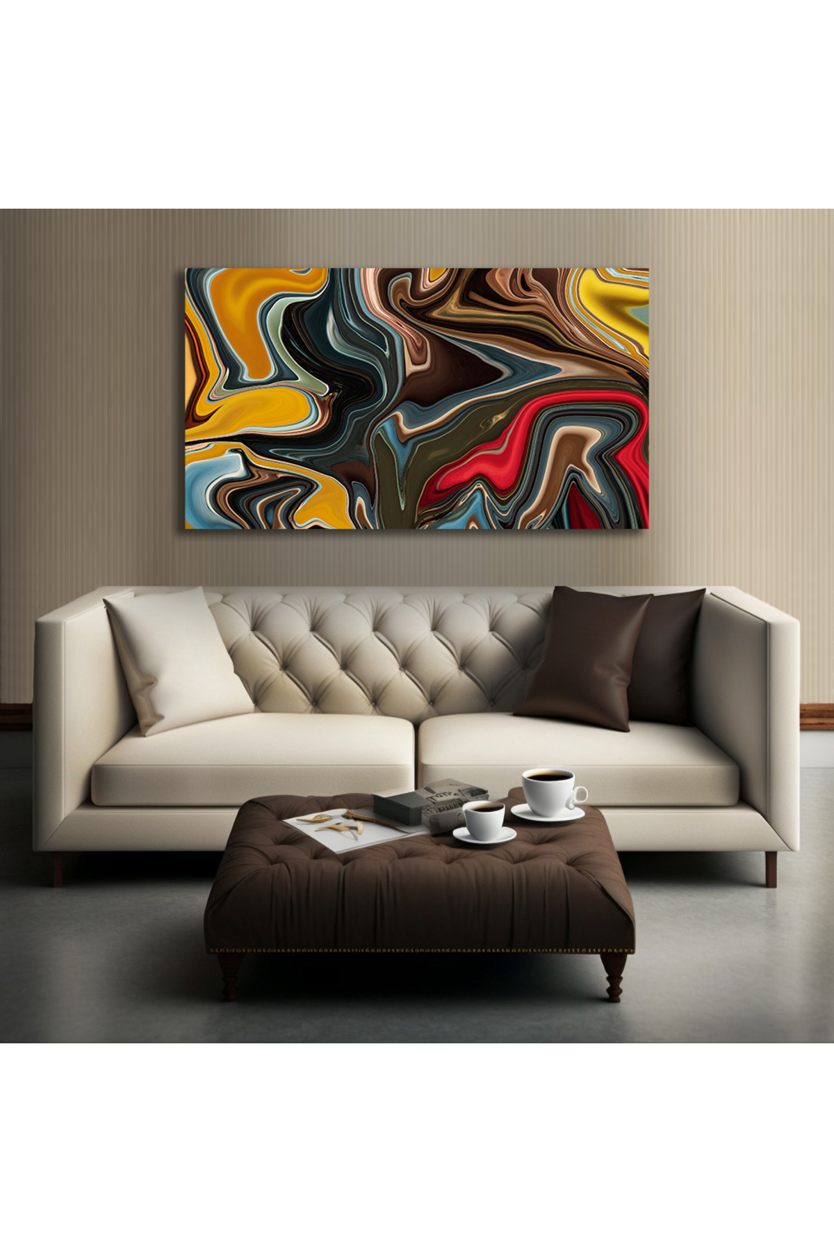 Korkmazkanvas Toprak Tonlarının Girdap Şekillerini İçeren Büyüleyici Bir Soyut