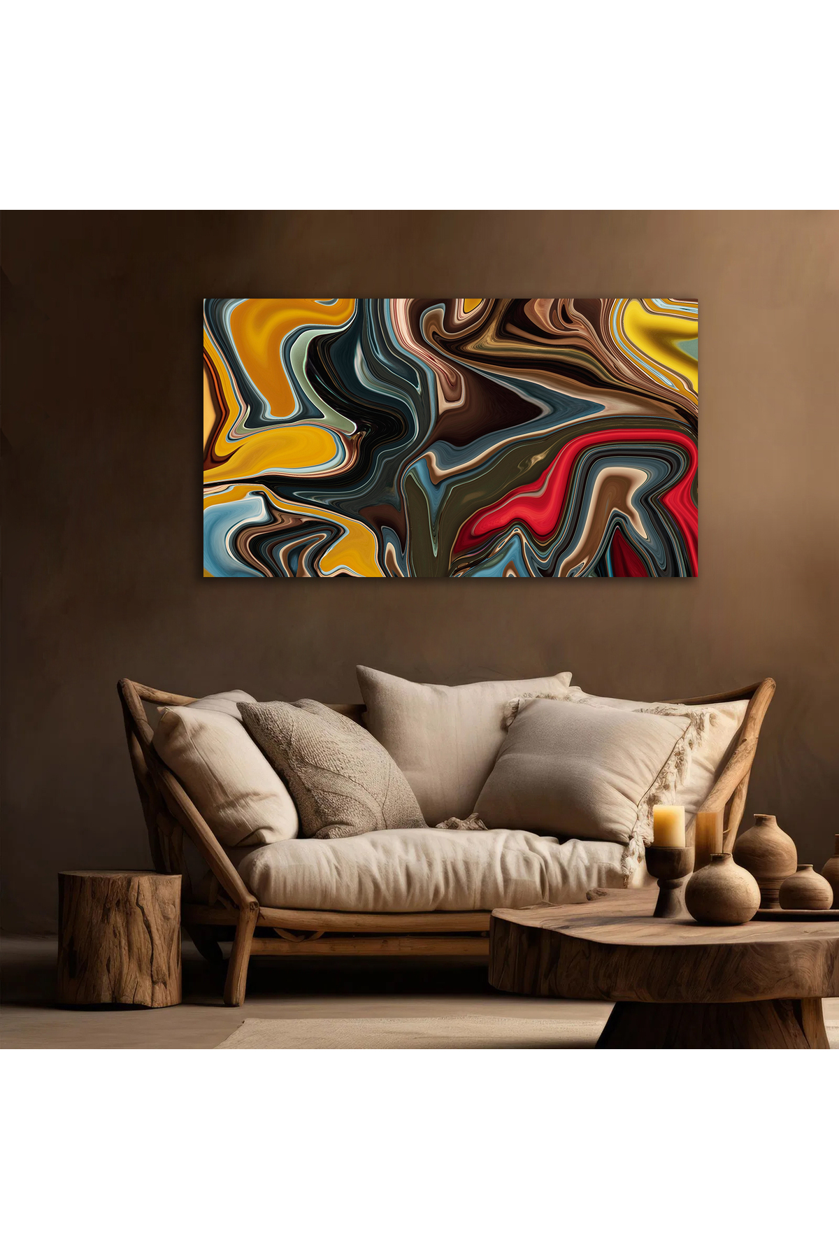 Korkmazkanvas Toprak Tonlarının Girdap Şekillerini İçeren Büyüleyici Bir Soyut