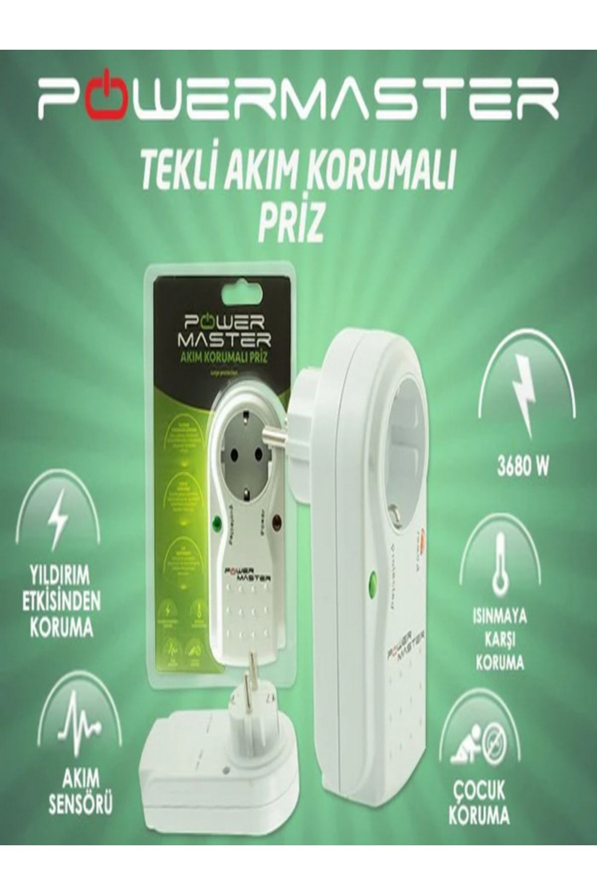 Topraklı Tekli Akım Korumalı Priz Voltaj Koruma Yıldırım Düşmesin